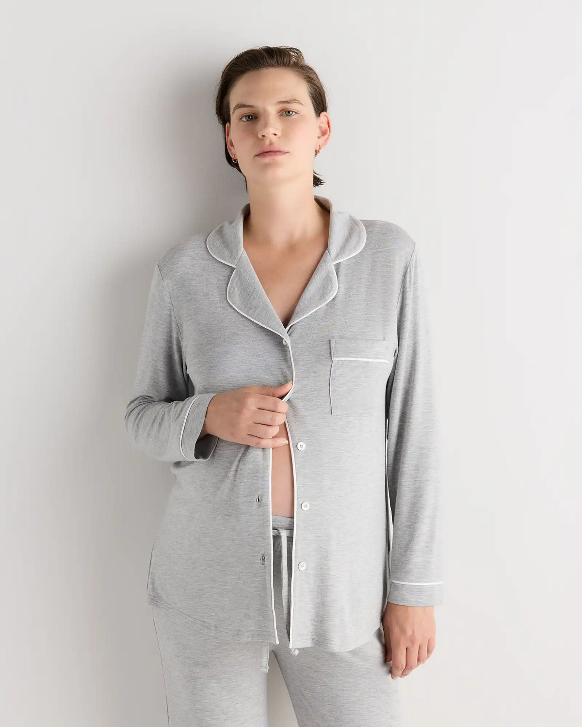 Bamboo Jersey Maternity Long Sleeve Pajama Set