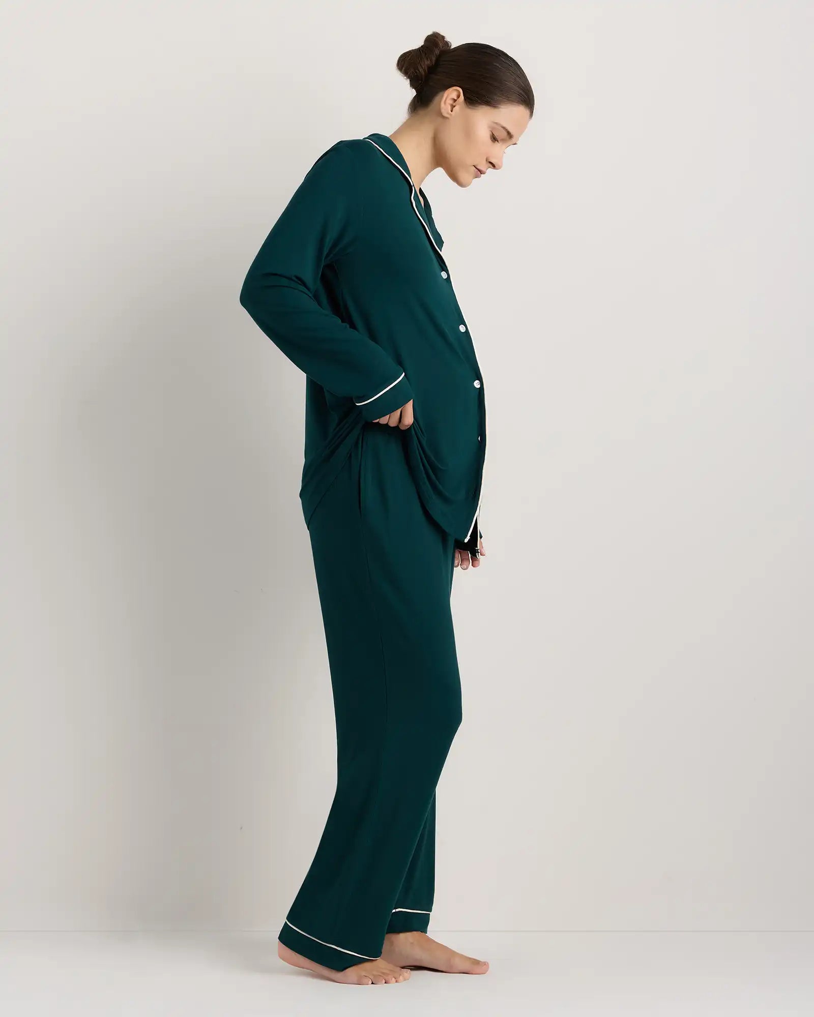 Bamboo Jersey Maternity Long Sleeve Pajama Set