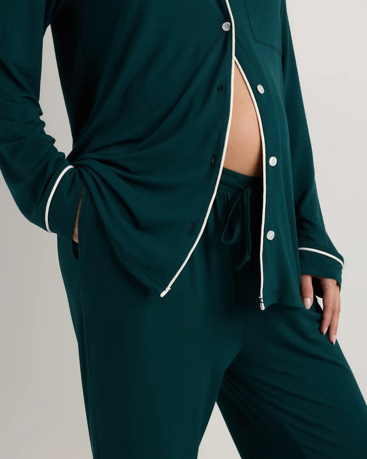 Bamboo Jersey Maternity Long Sleeve Pajama Set