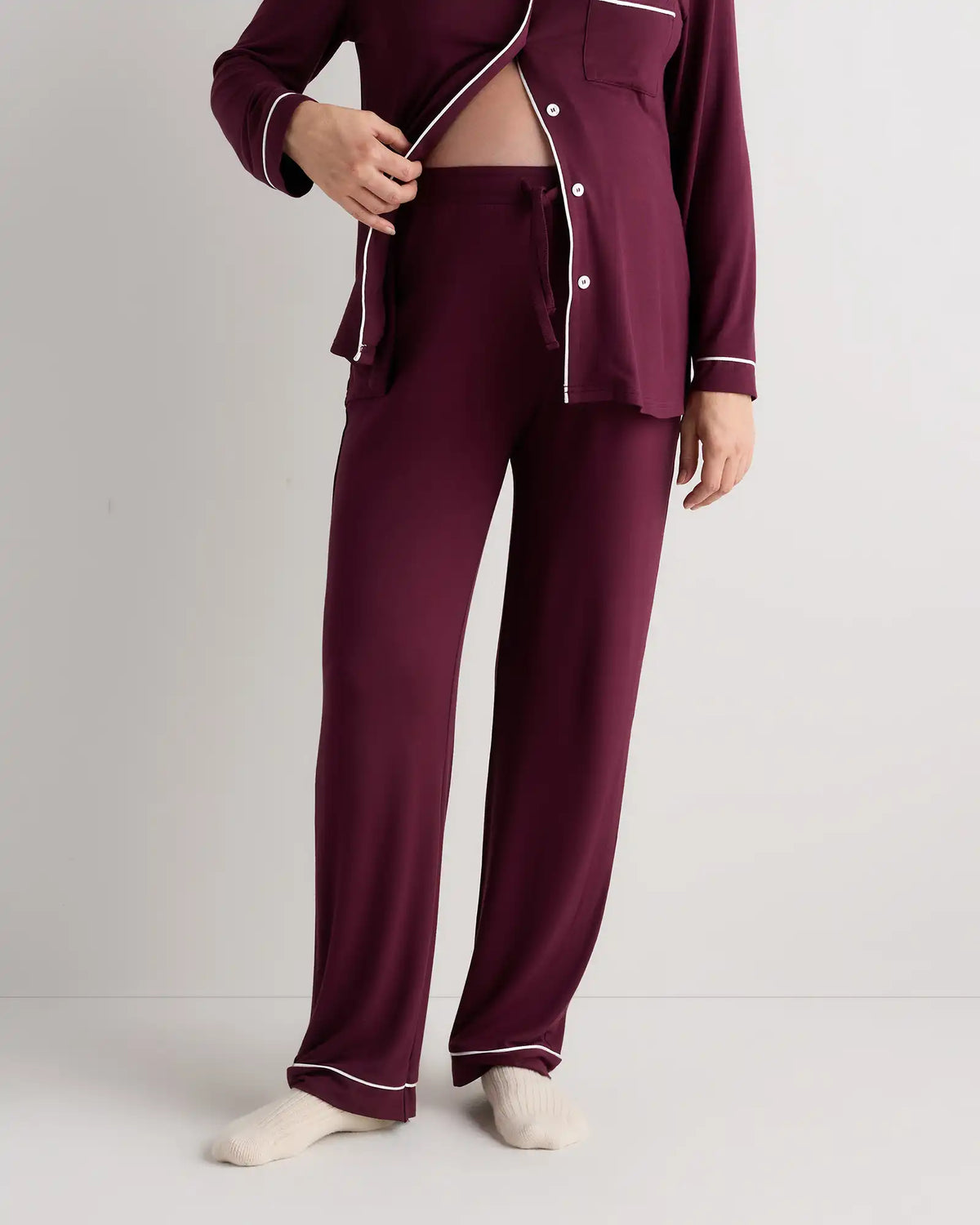 Bamboo Jersey Maternity Long Sleeve Pajama Set