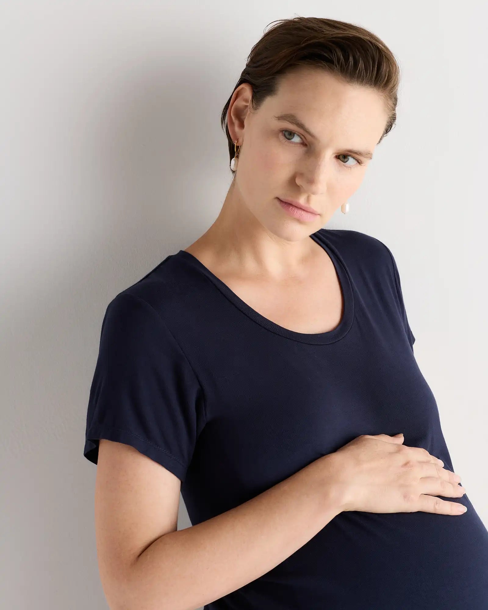 Bamboo Jersey Nursing Scoop Neck Tee