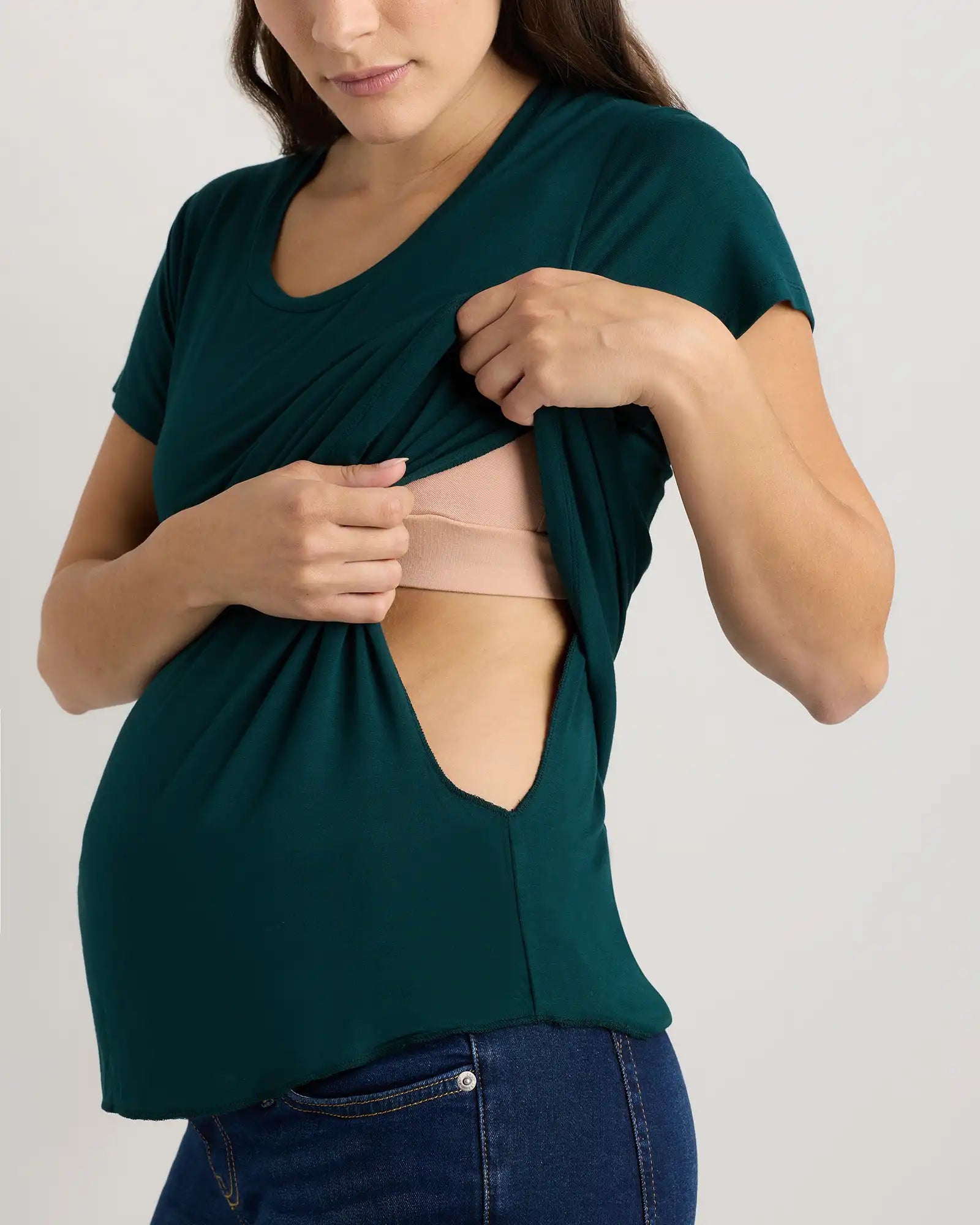 Bamboo Jersey Nursing Scoop Neck Tee