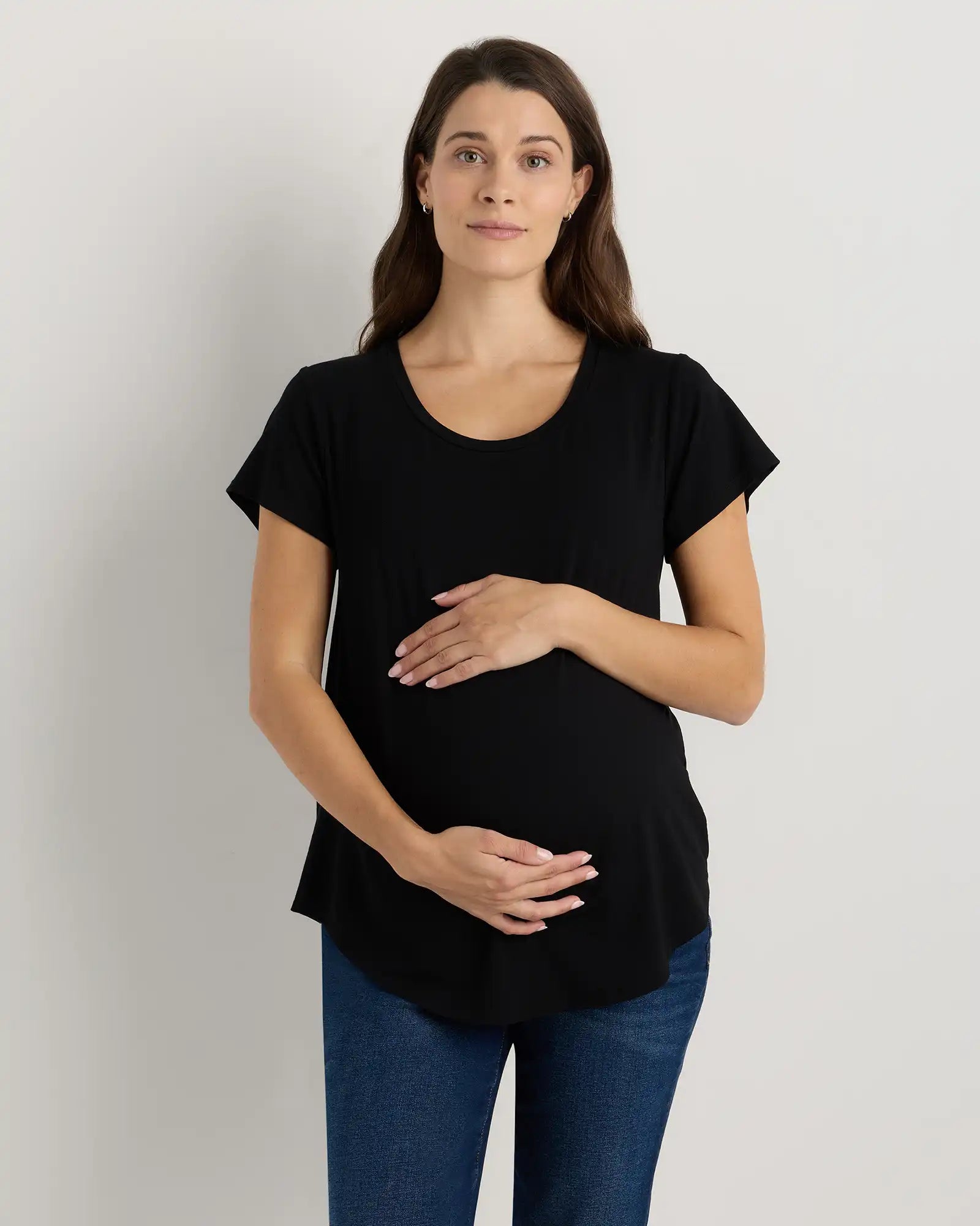 Bamboo Jersey Nursing Scoop Neck Tee