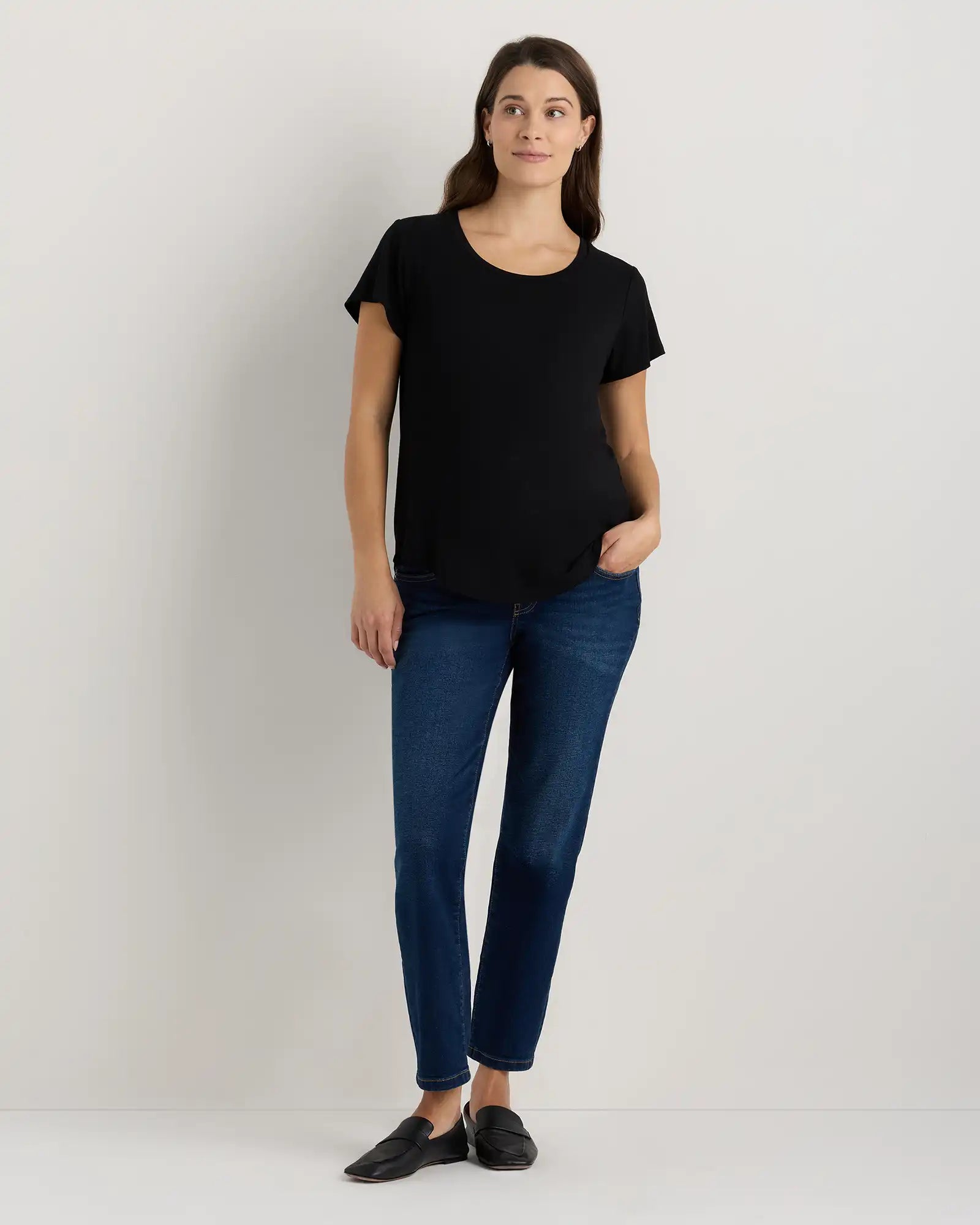 Bamboo Jersey Nursing Scoop Neck Tee