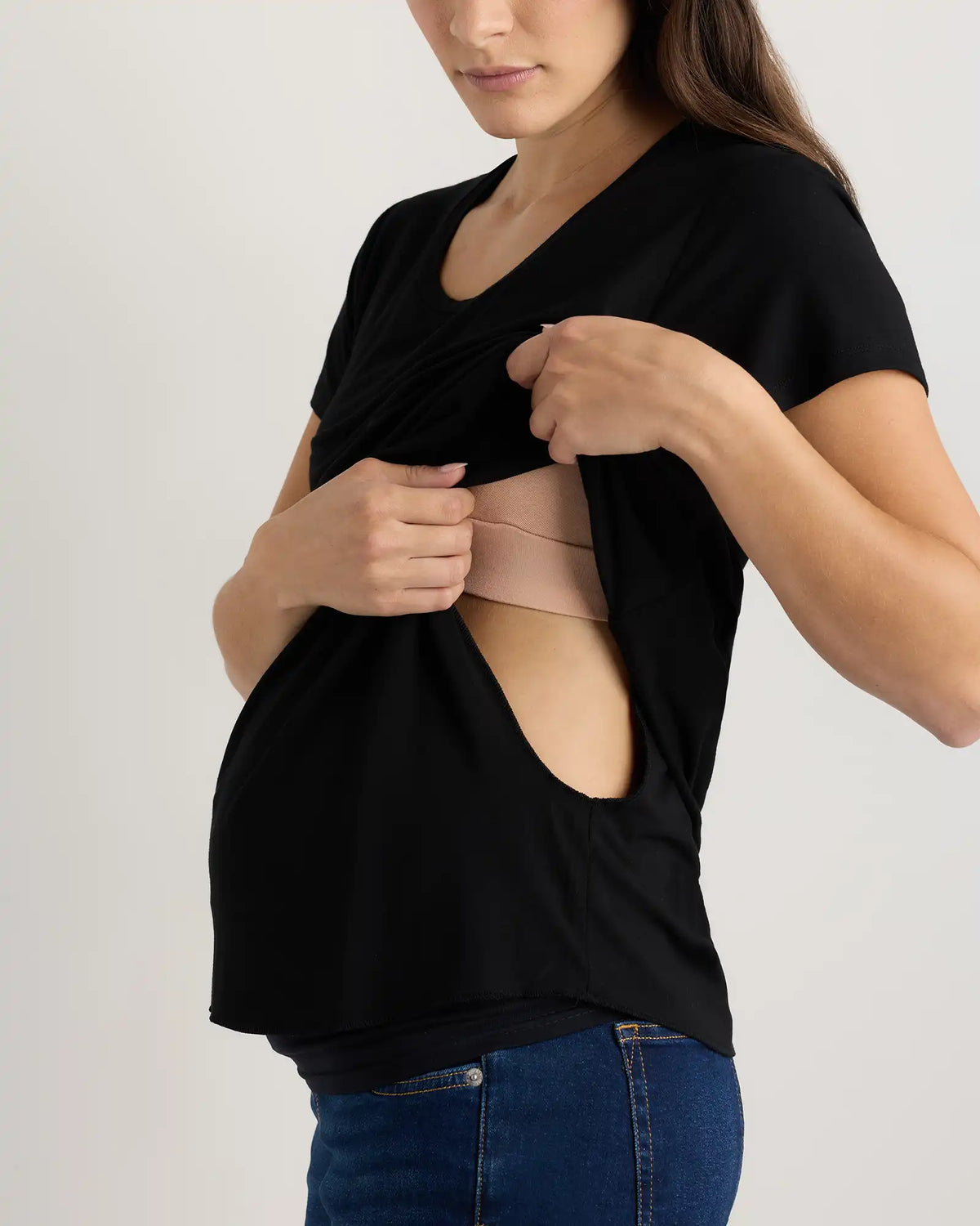 Bamboo Jersey Nursing Scoop Neck Tee