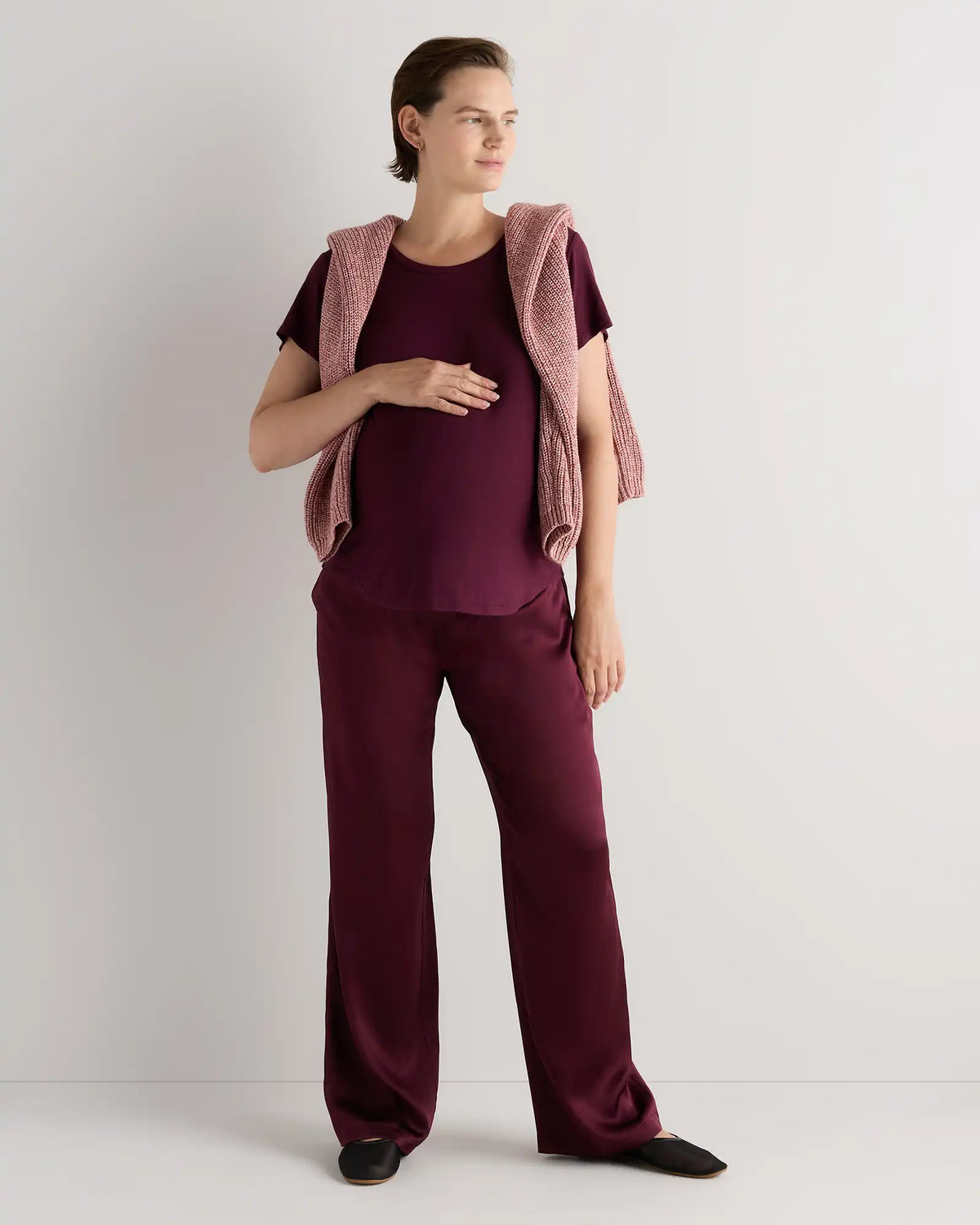 Bamboo Jersey Nursing Scoop Neck Tee