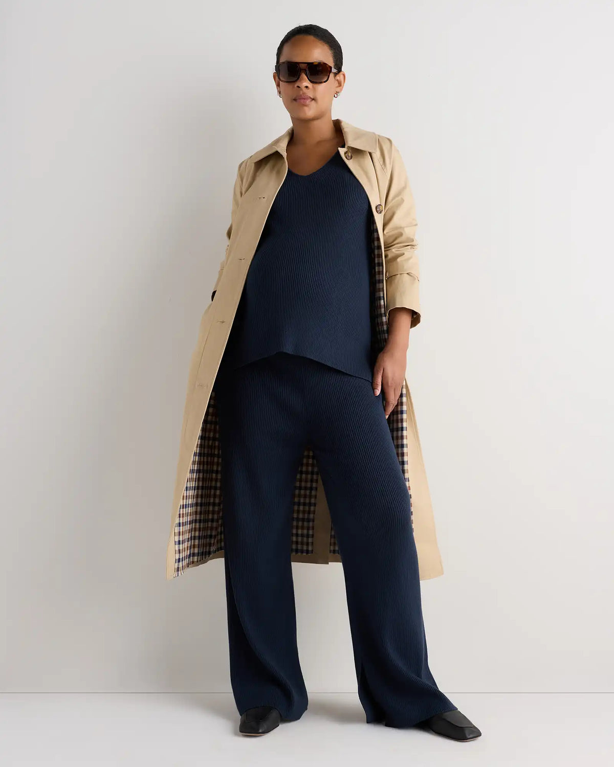 Cotton Cashmere Maternity Wide Leg Pants