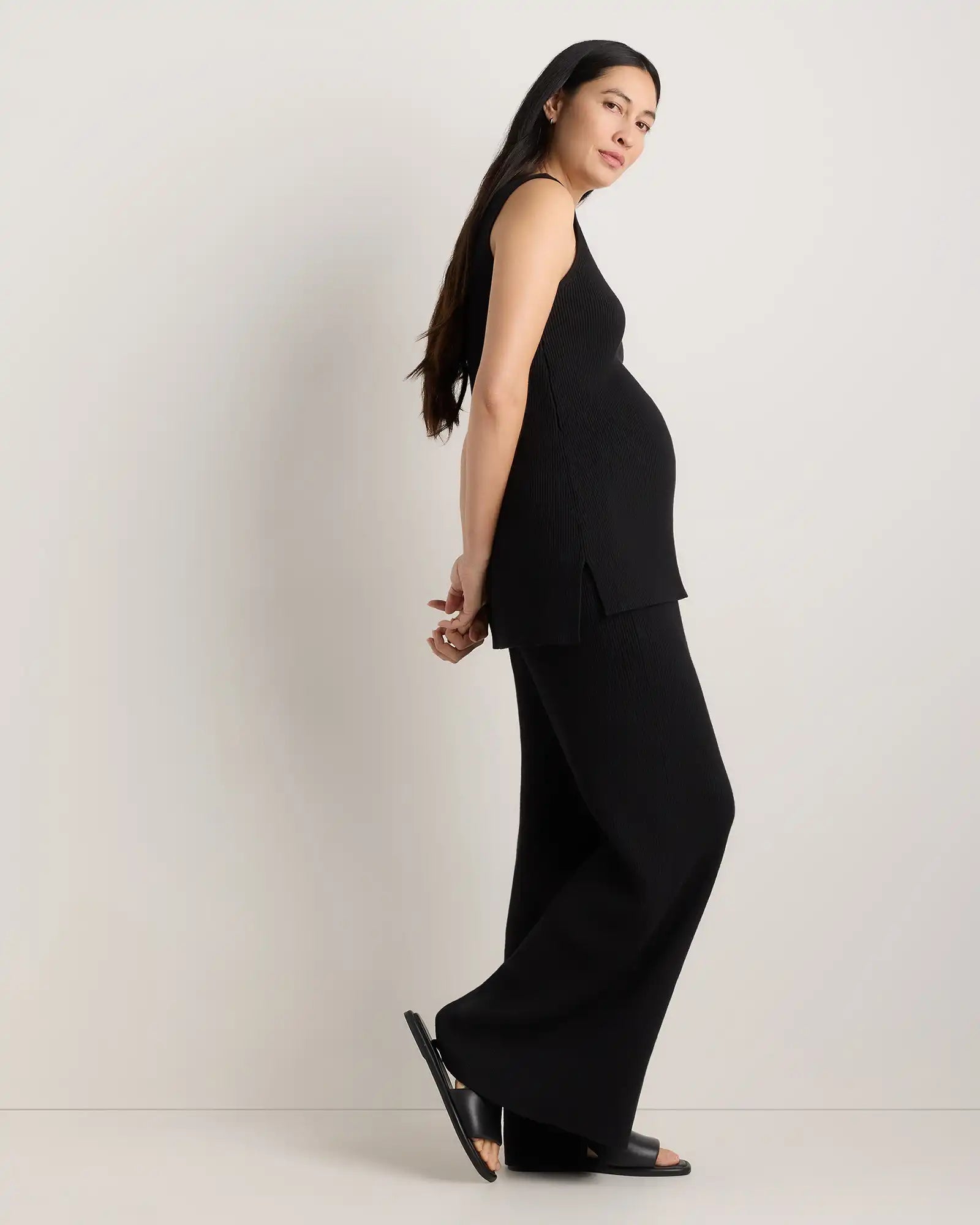 Cotton Cashmere Maternity Wide Leg Pants