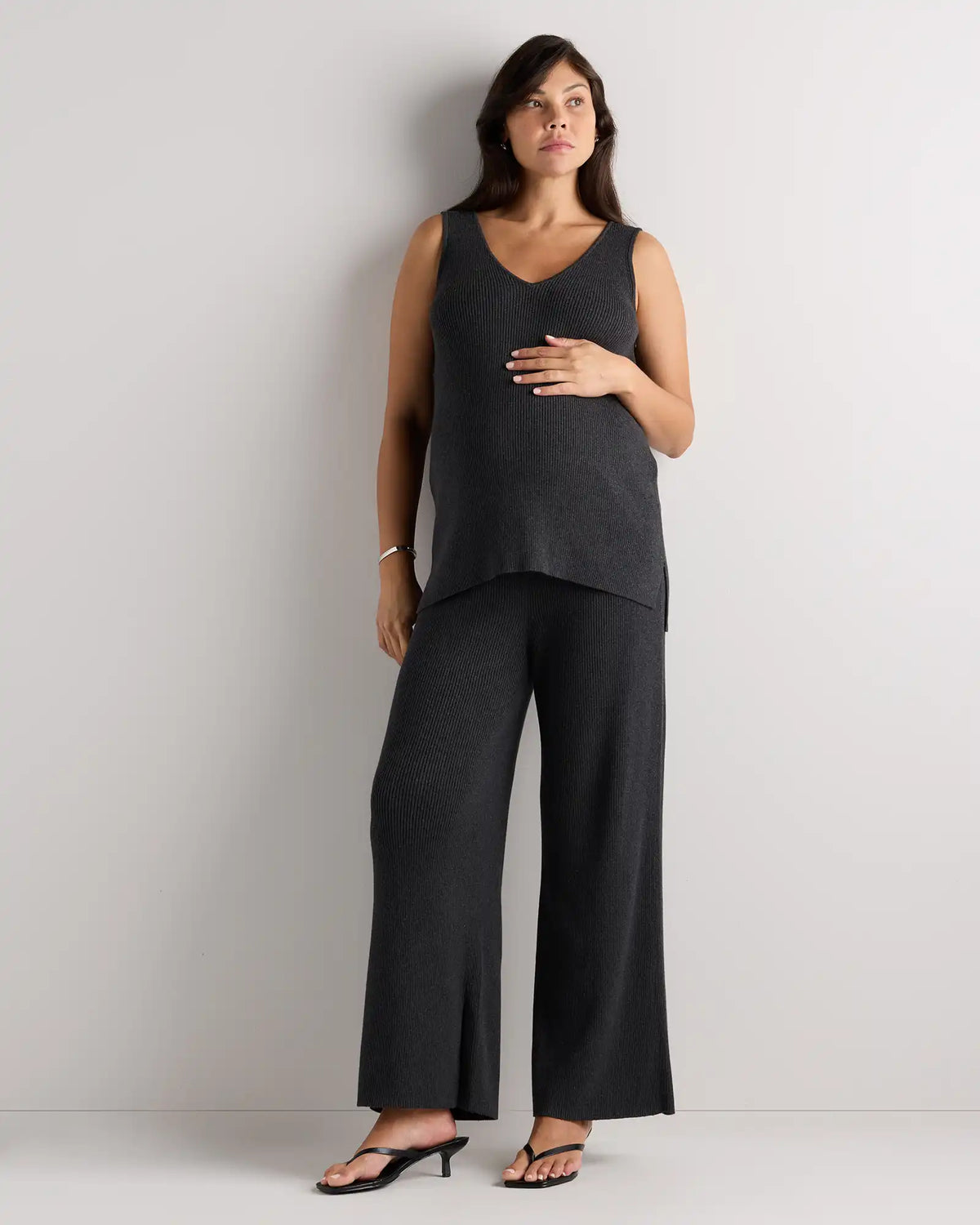 Cotton Cashmere Maternity Wide Leg Pants