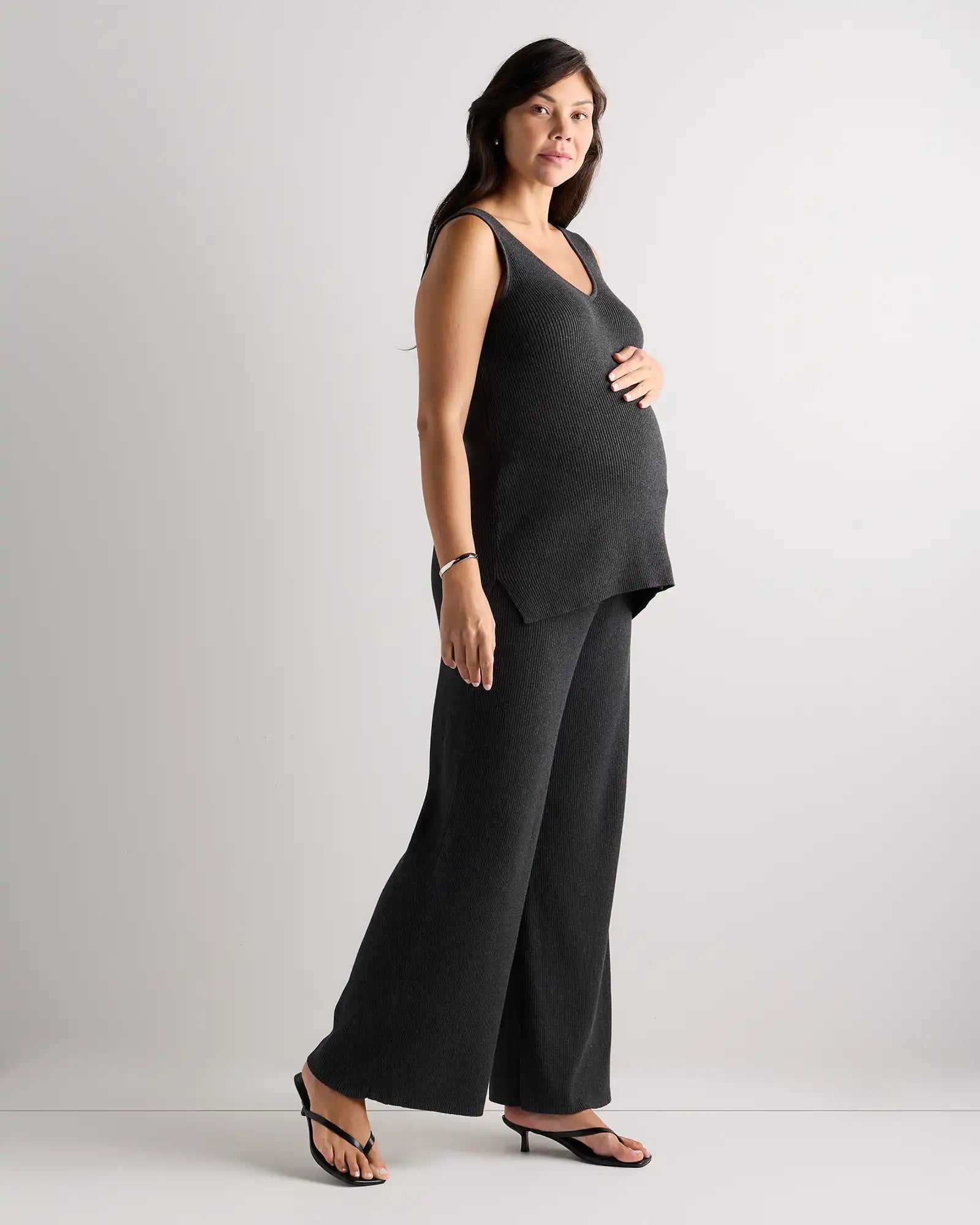 Cotton Cashmere Maternity Wide Leg Pants