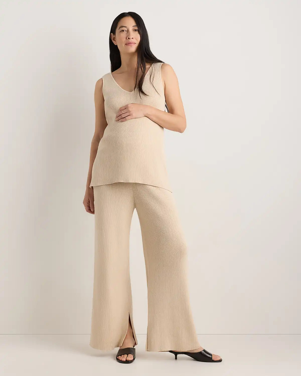 Cotton Cashmere Maternity Wide Leg Pants