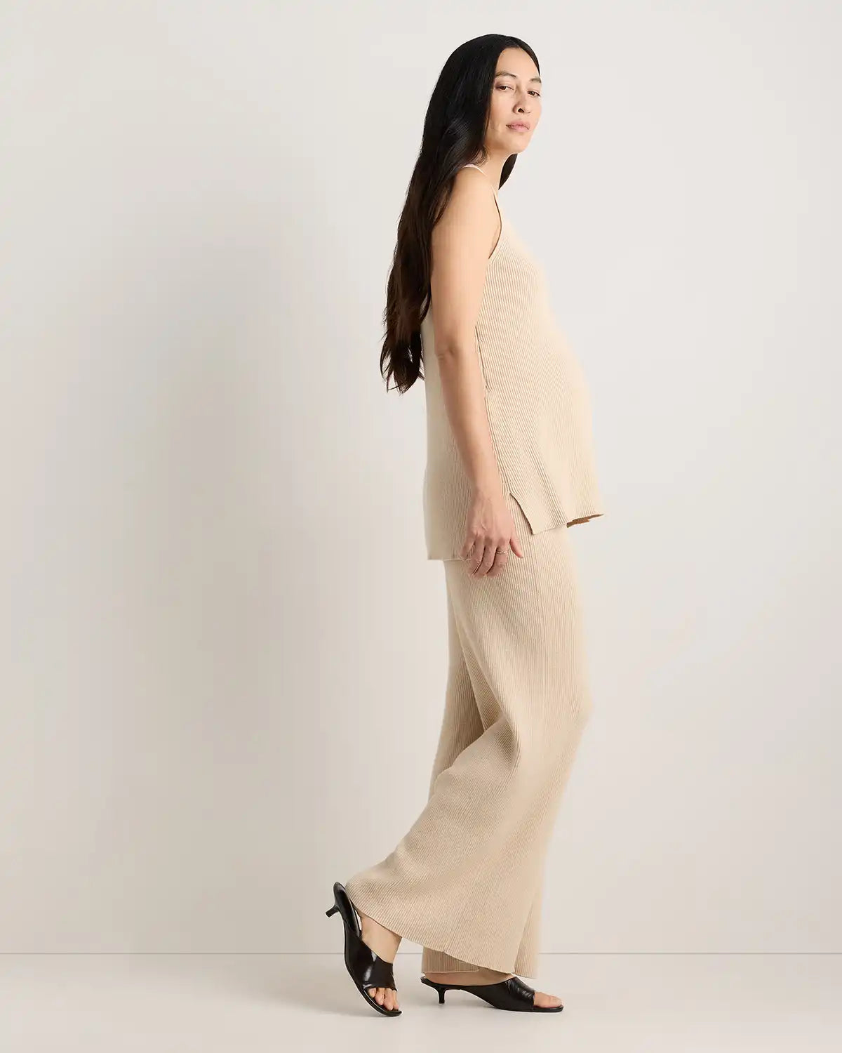 Cotton Cashmere Maternity Wide Leg Pants