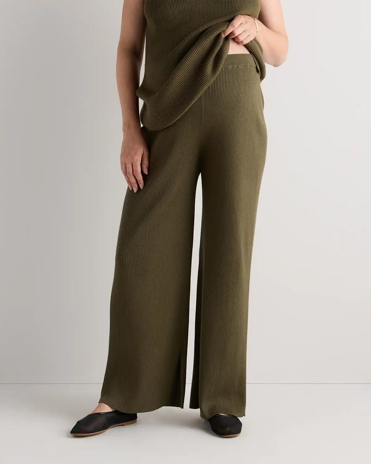 Cotton Cashmere Maternity Wide Leg Pants