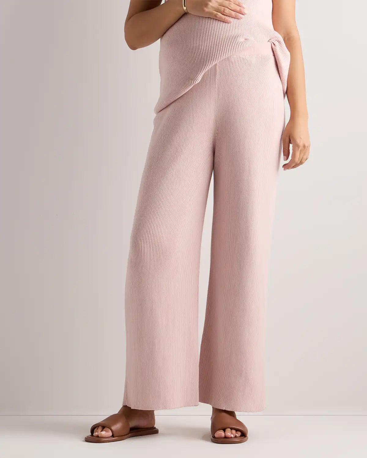 Cotton Cashmere Maternity Wide Leg Pants