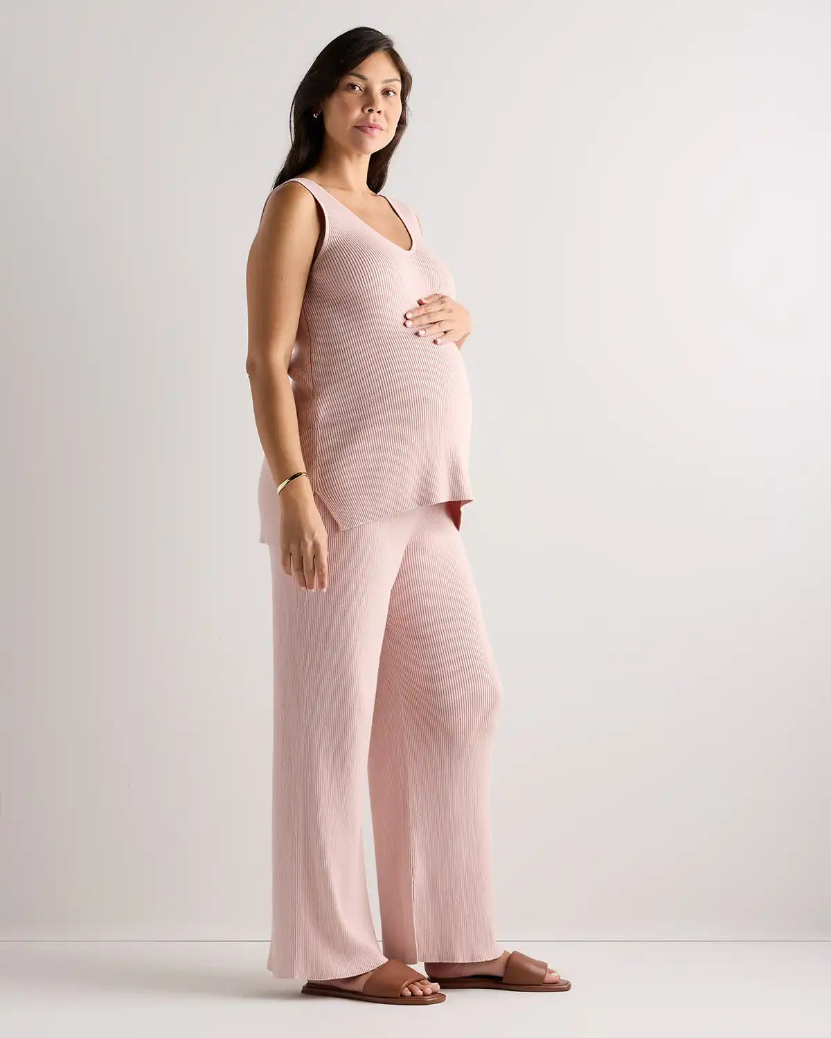 Cotton Cashmere Maternity Wide Leg Pants