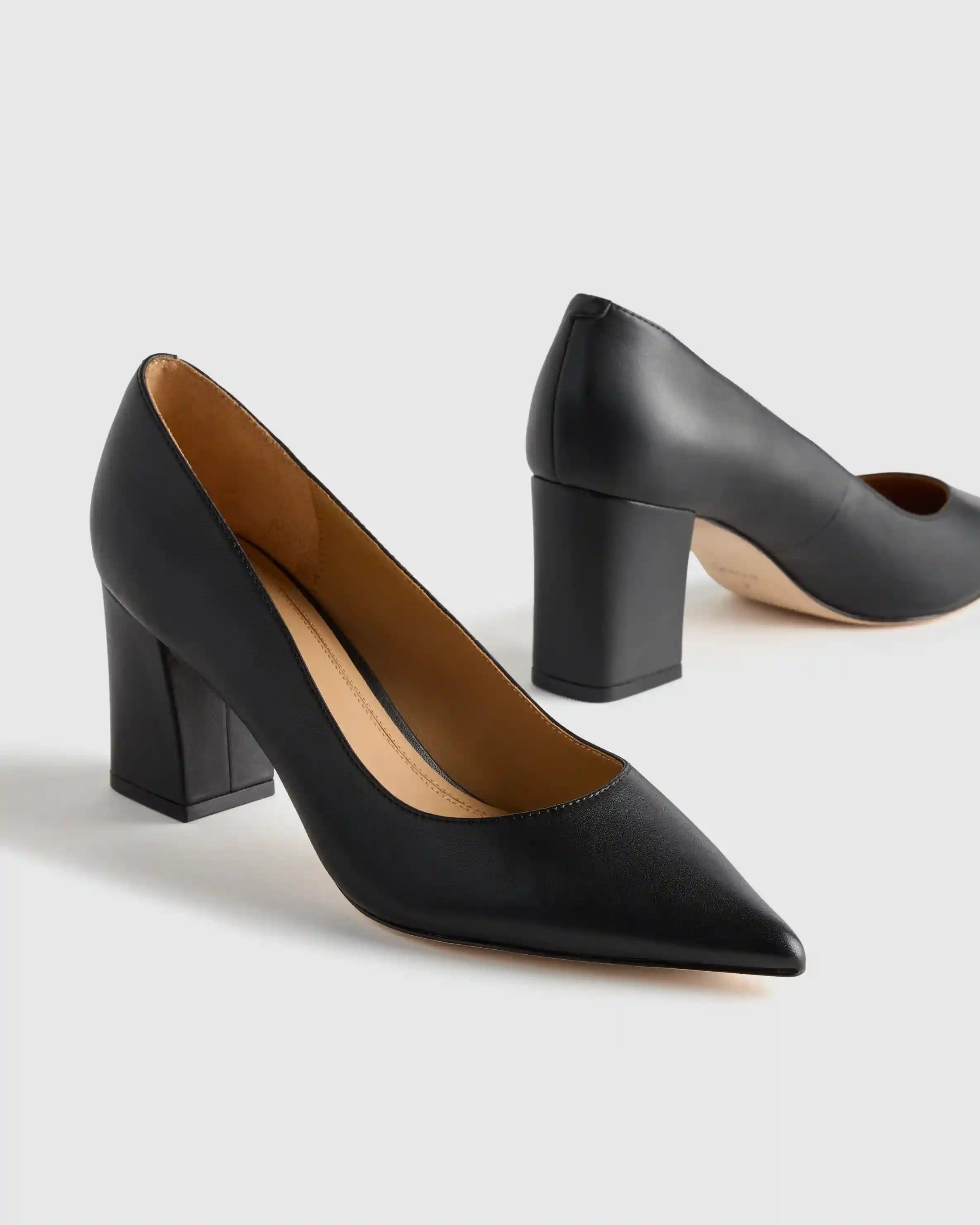 Italian Leather 65mm Block Heel Pump