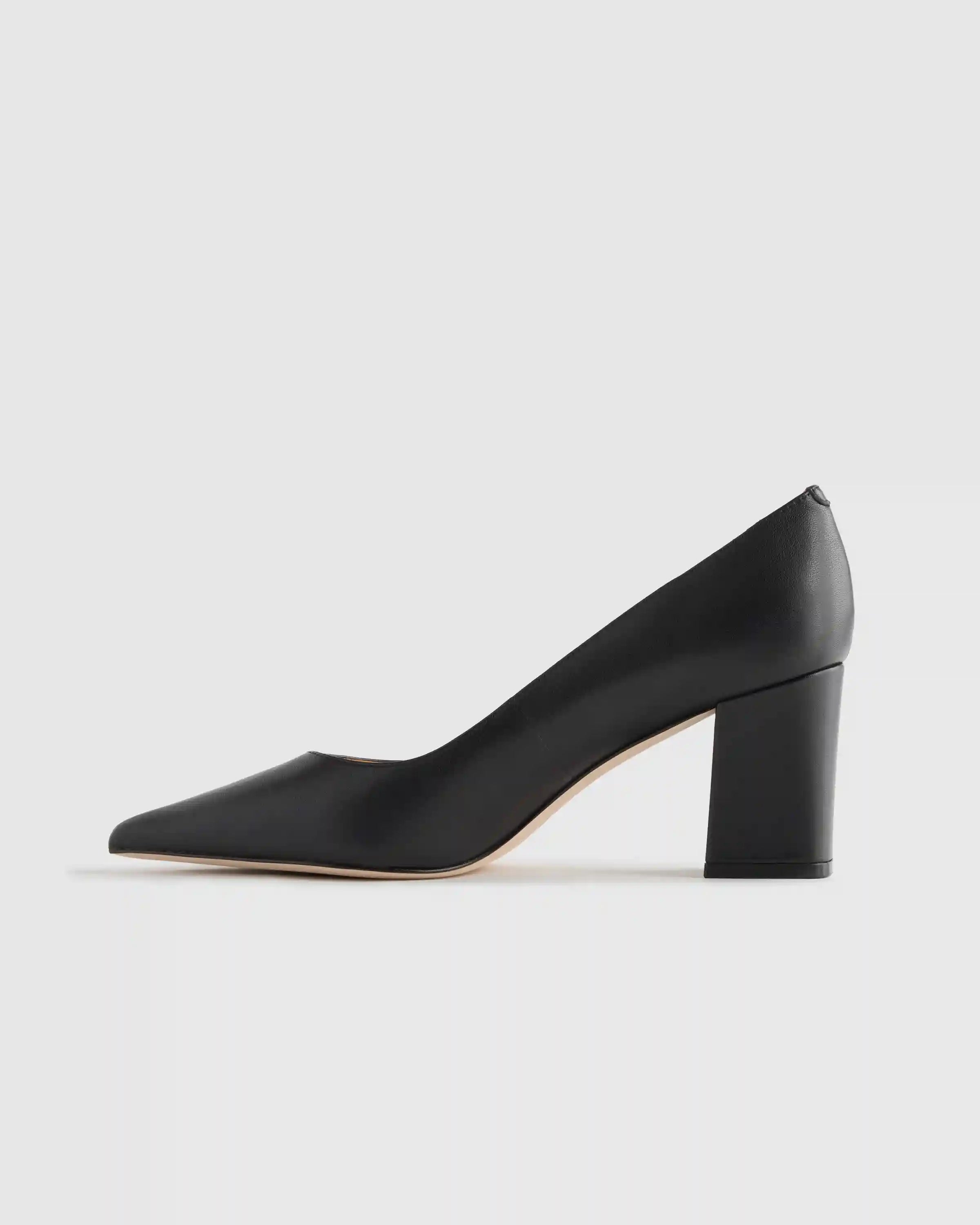 Italian Leather 65mm Block Heel Pump