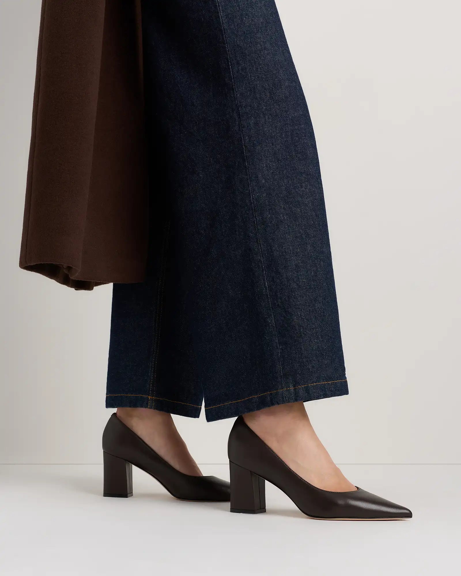 Italian Leather 65mm Block Heel Pump
