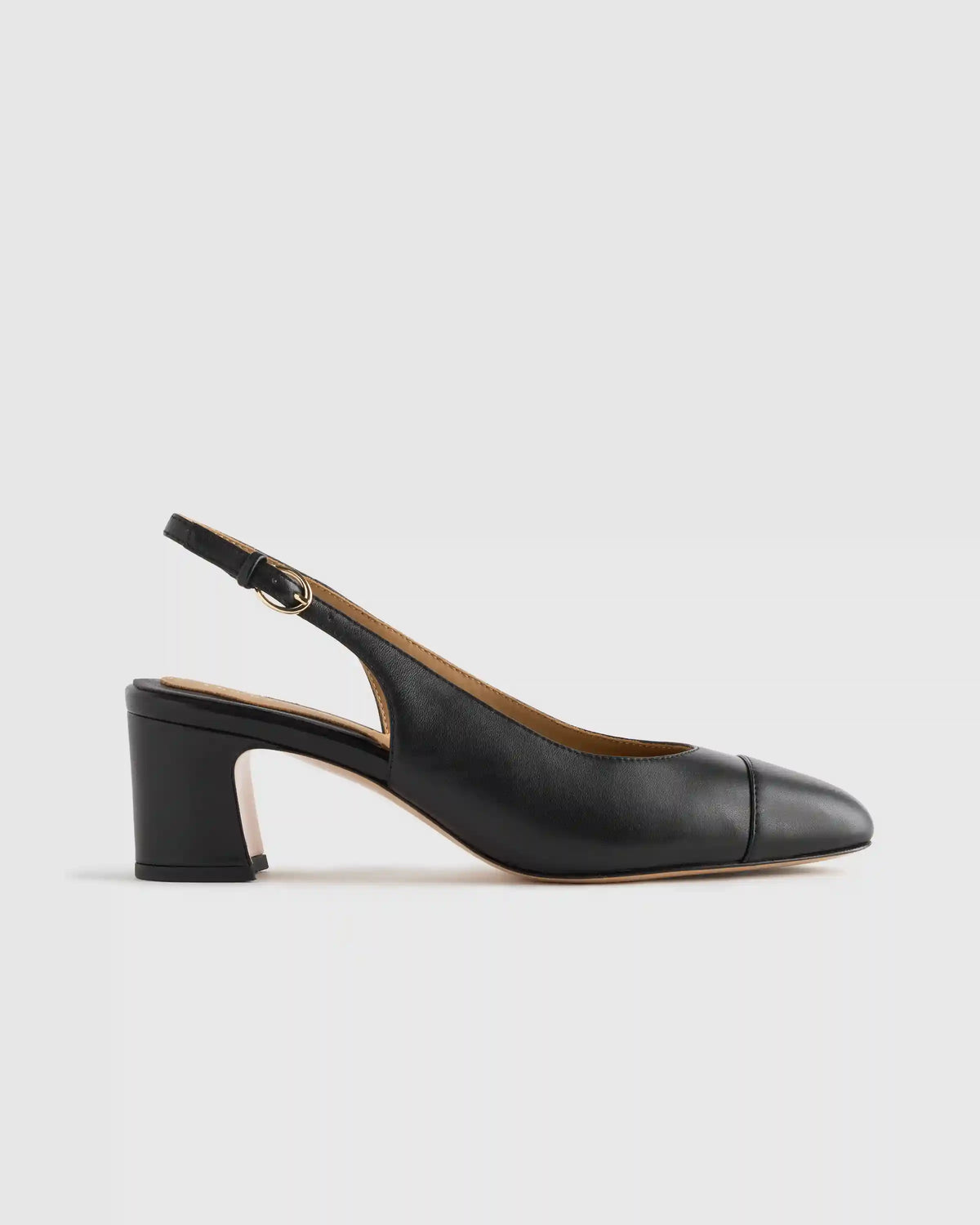 Italian Leather 65mm Cap Toe Slingback