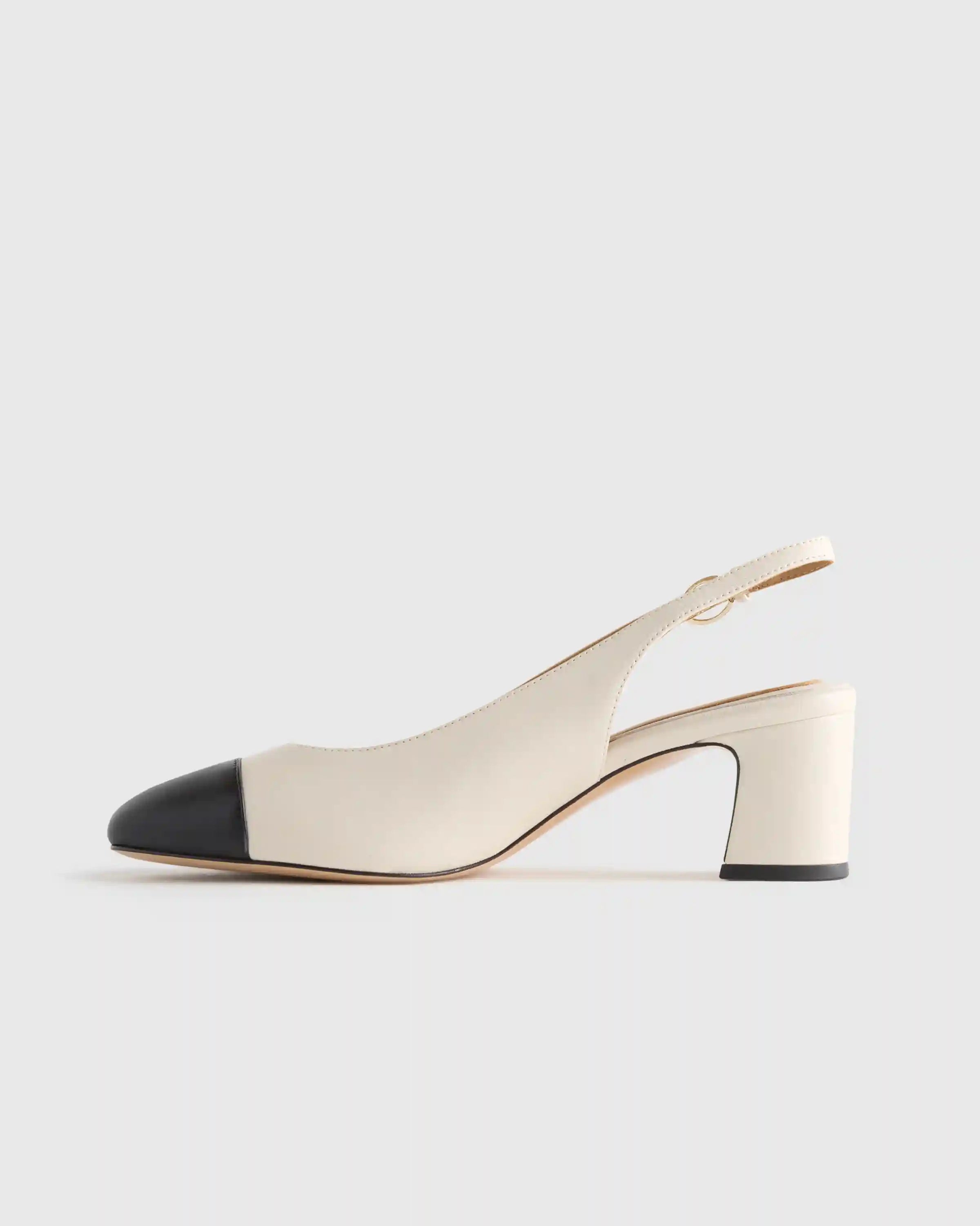 Italian Leather 65mm Cap Toe Slingback