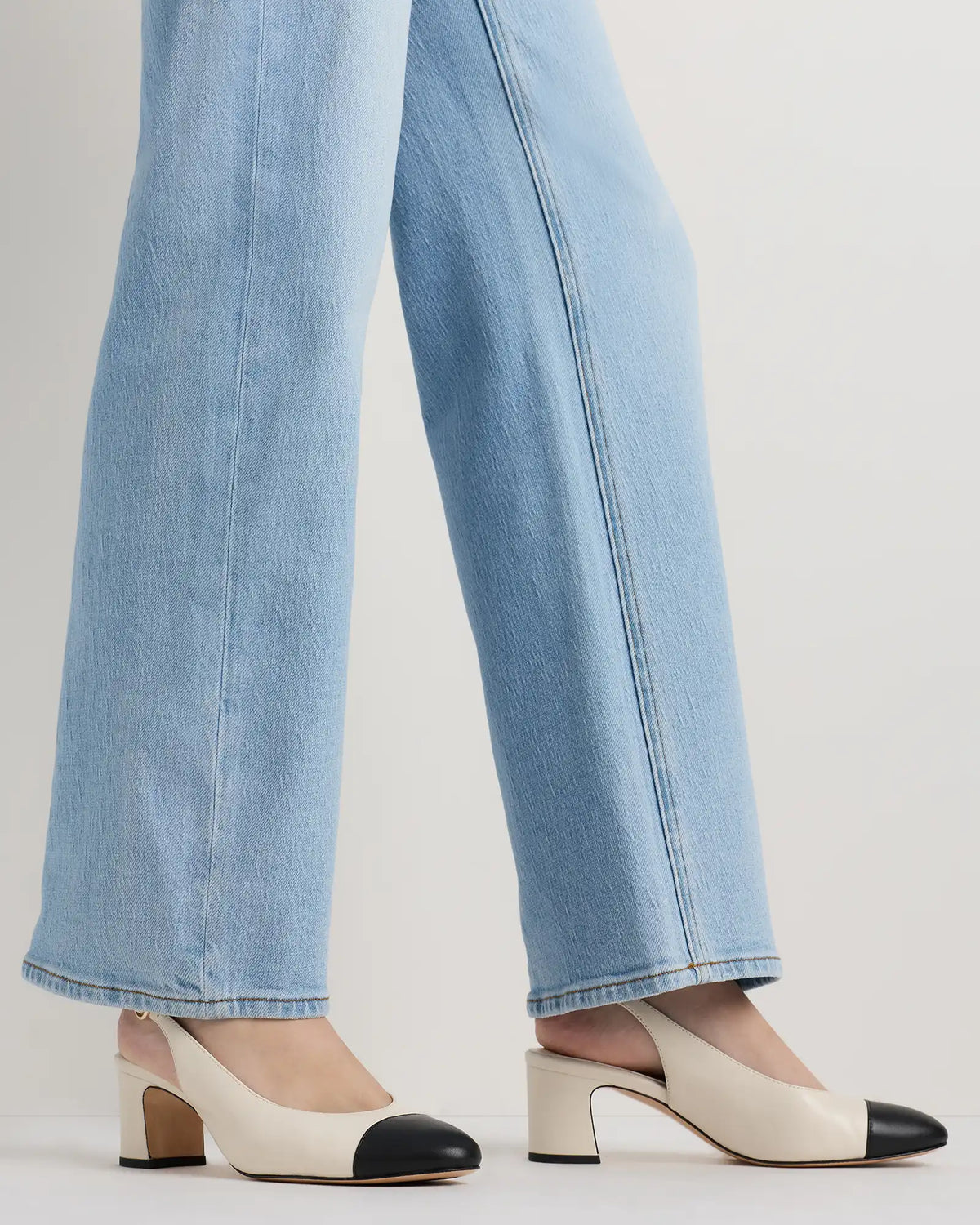 Italian Leather 65mm Cap Toe Slingback