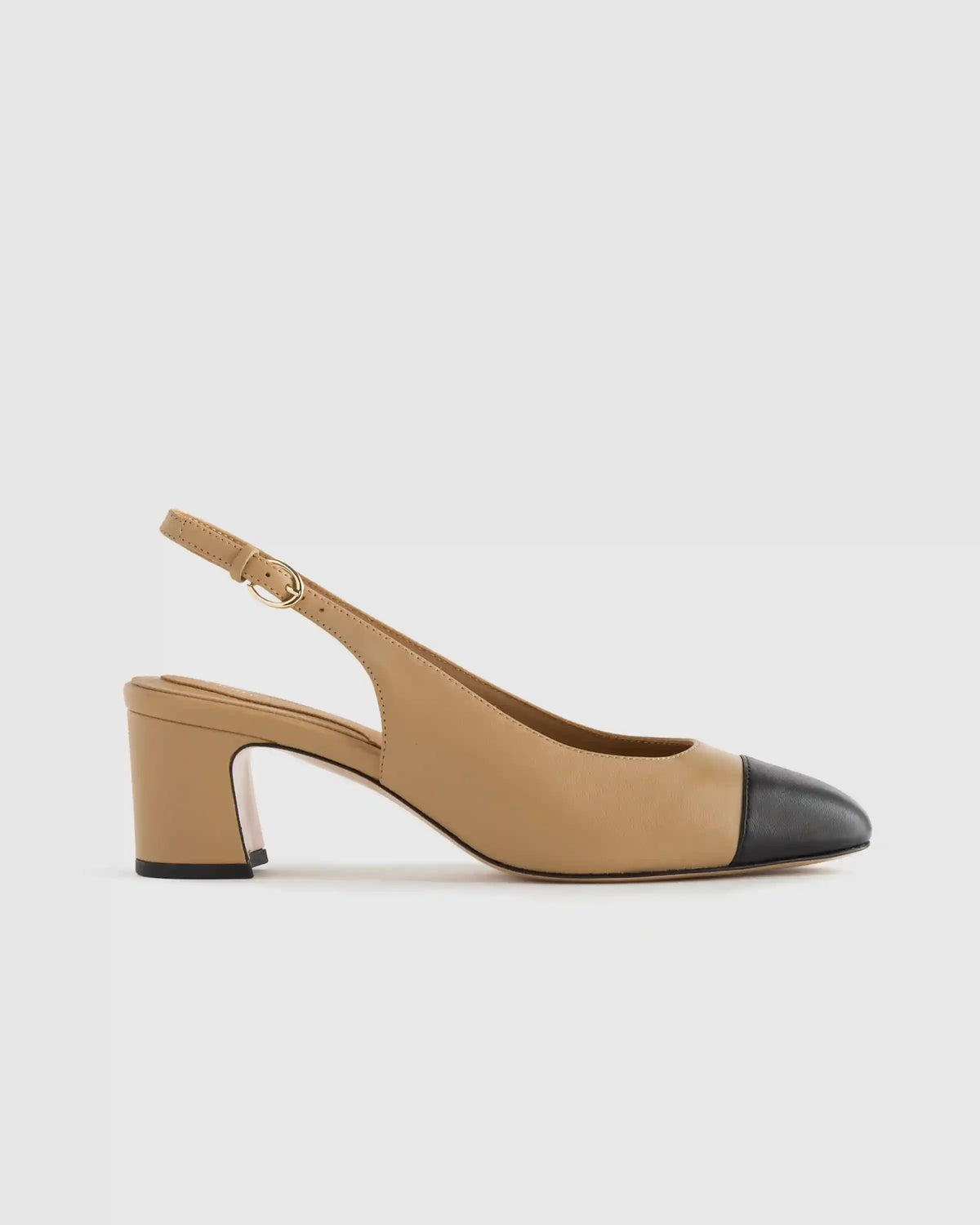 Italian Leather 65mm Cap Toe Slingback