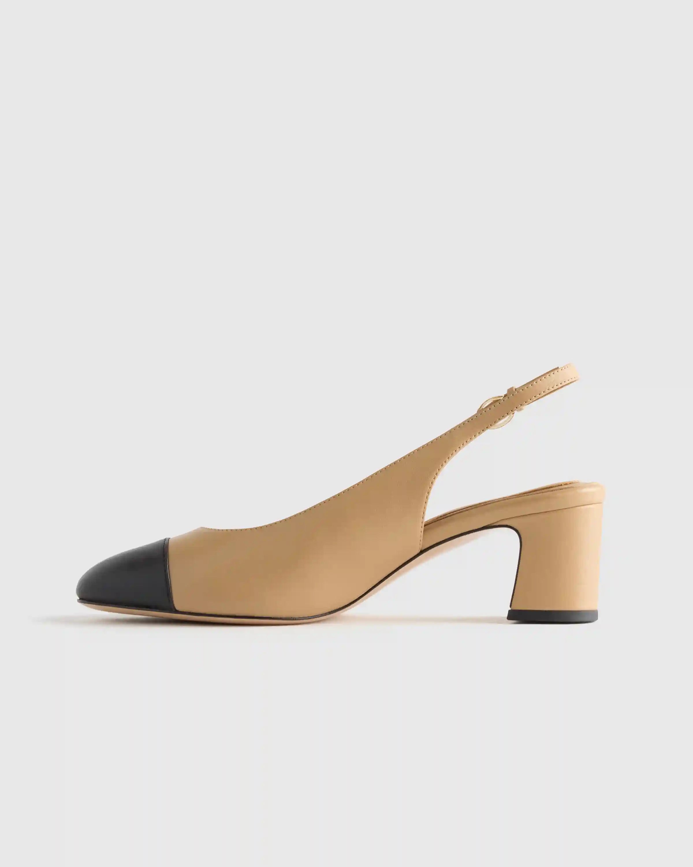 Italian Leather 65mm Cap Toe Slingback