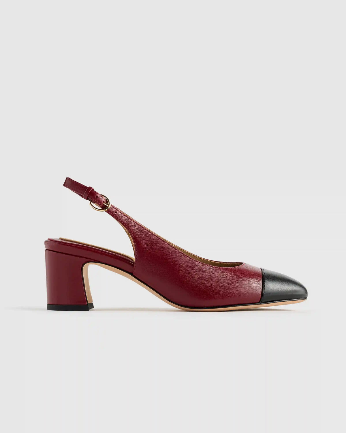 Italian Leather 65mm Cap Toe Slingback