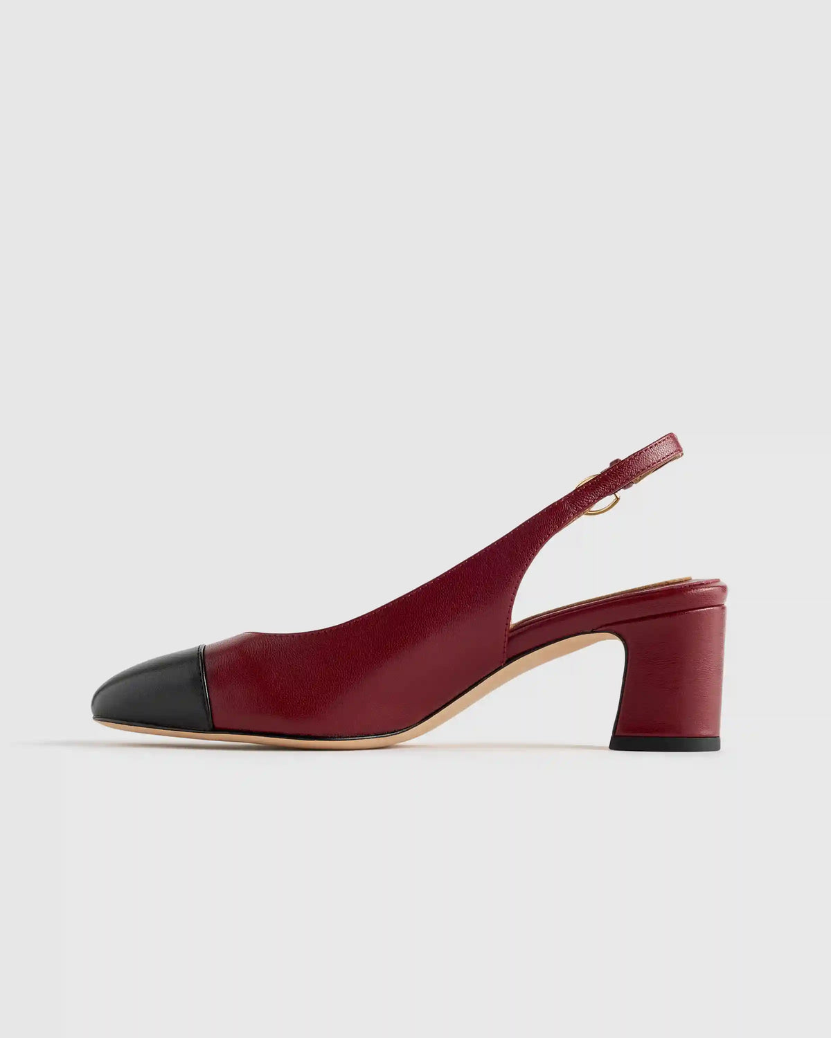 Italian Leather 65mm Cap Toe Slingback