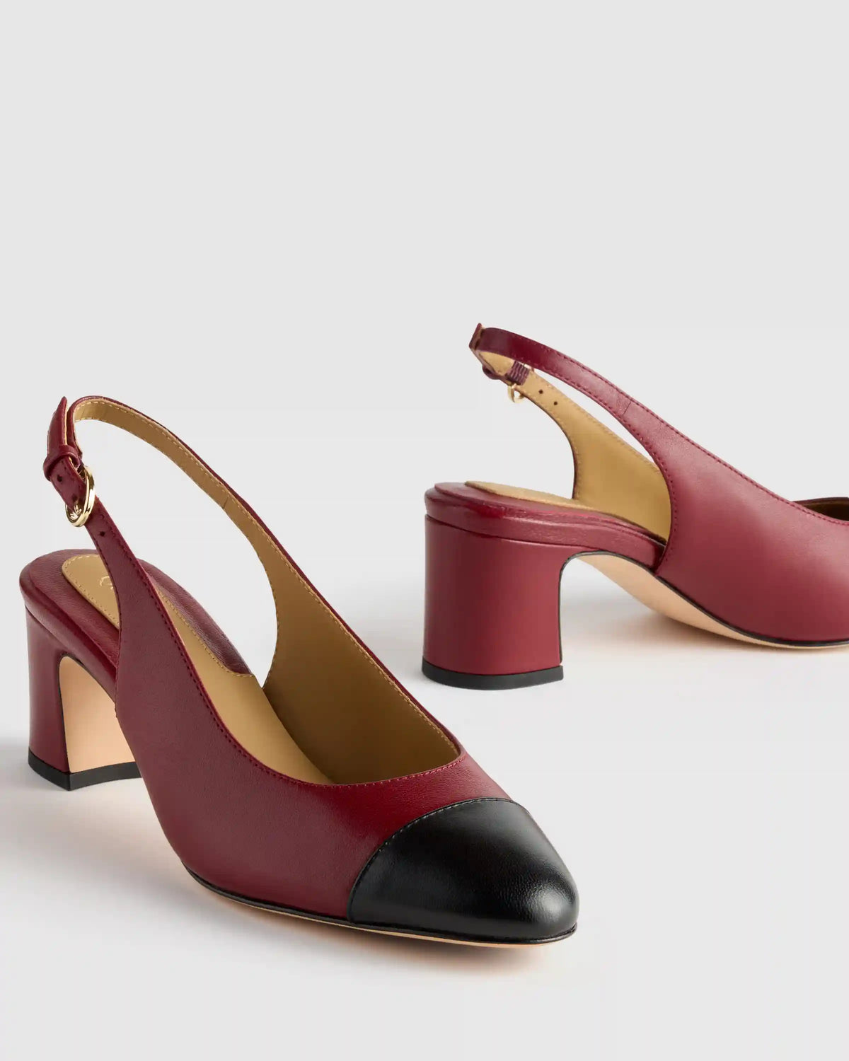 Italian Leather 65mm Cap Toe Slingback