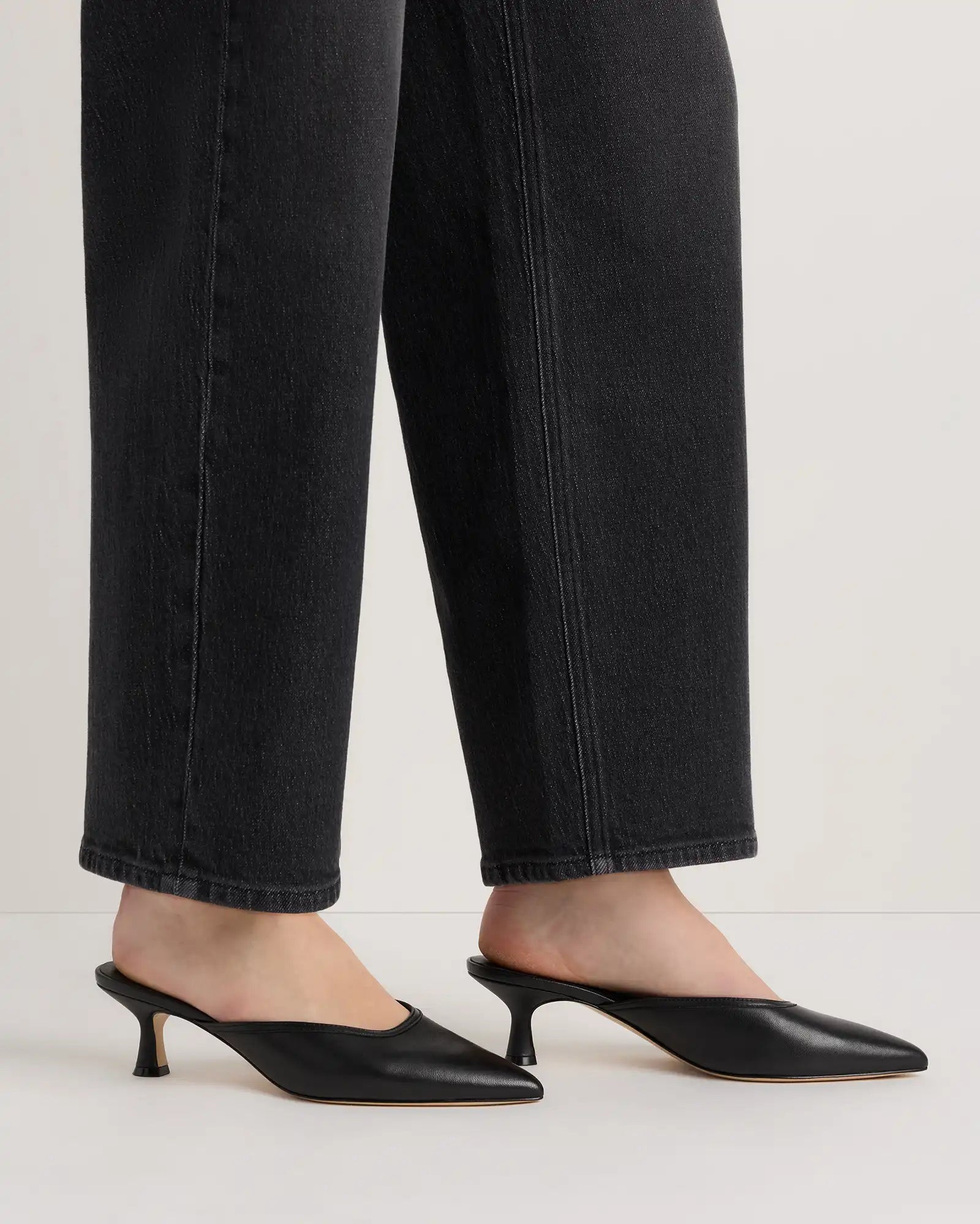 Italian Leather 55mm Kitten Heel Mule
