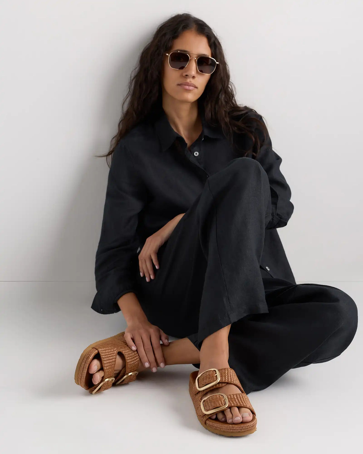 Raffia Double Buckle Sandal