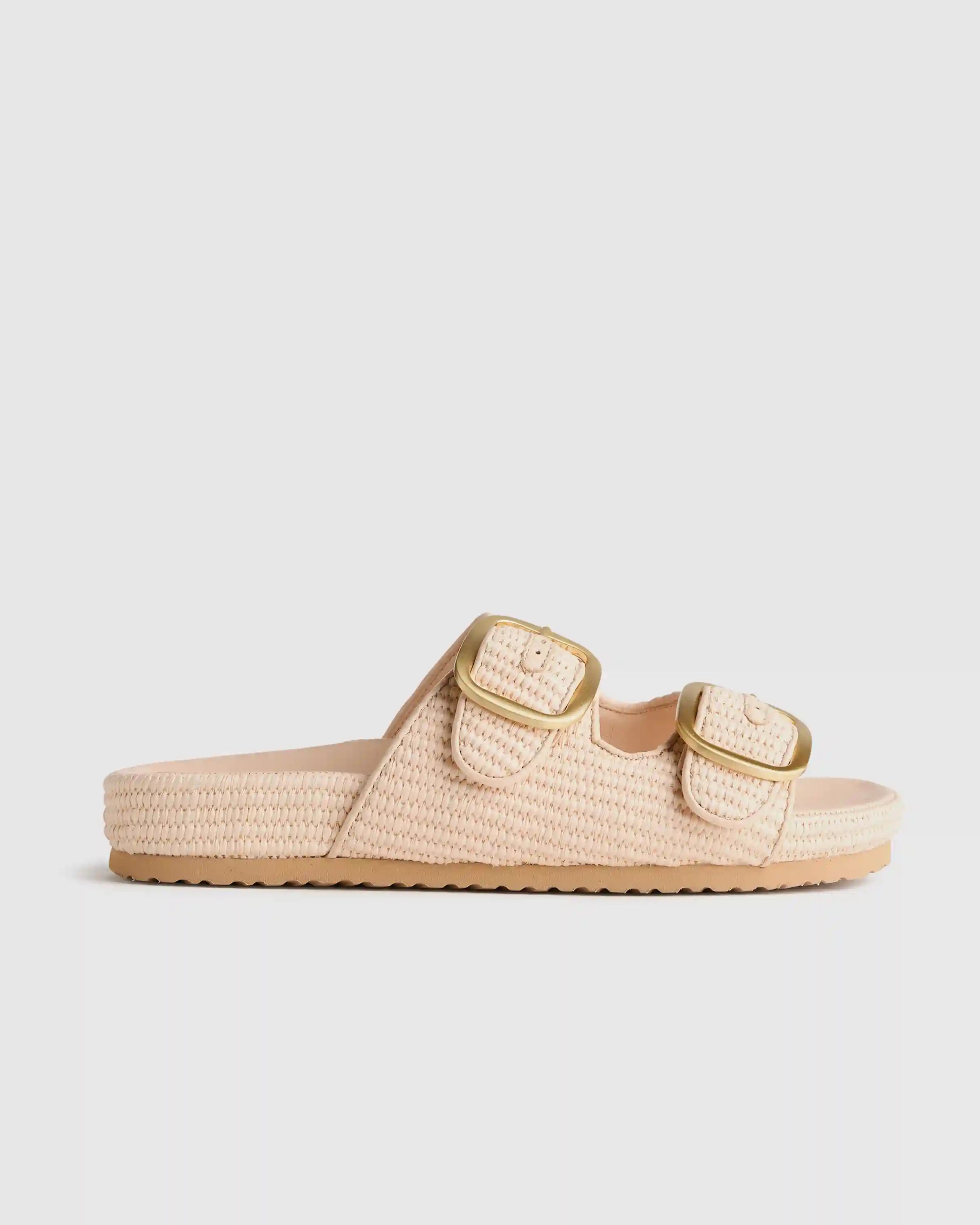 Raffia Double Buckle Sandal