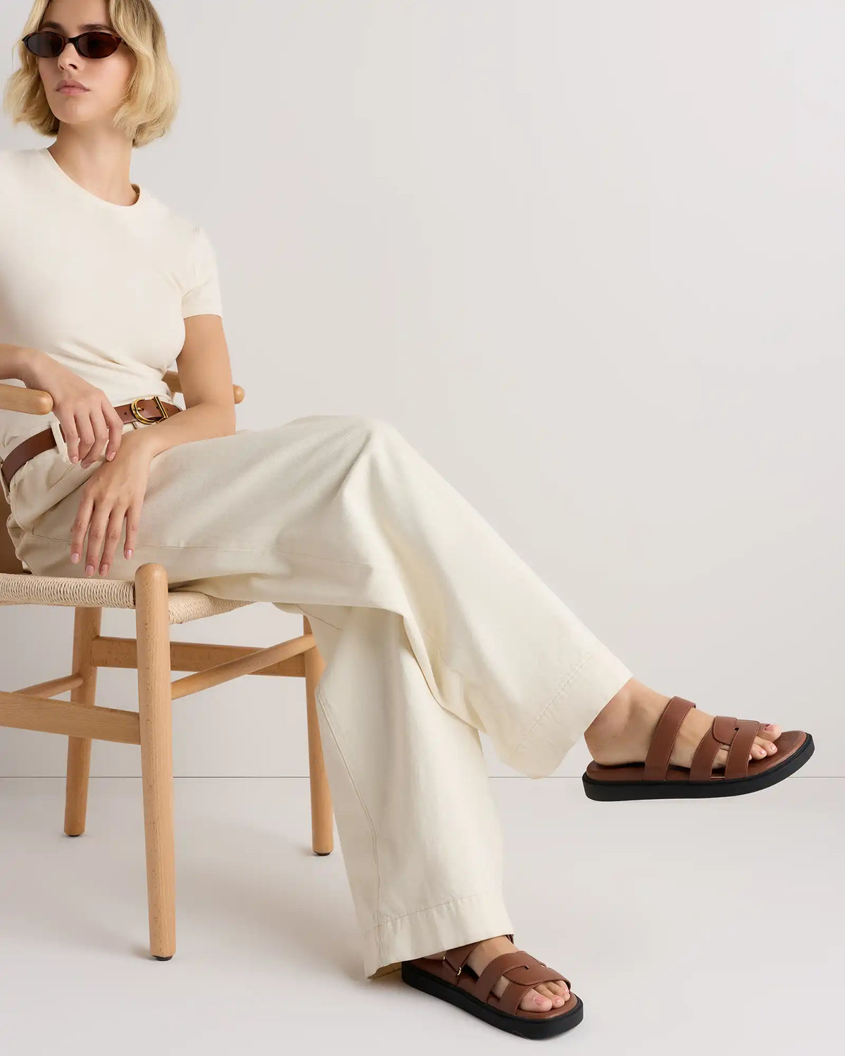 Italian Leather Sport Slide Sandal