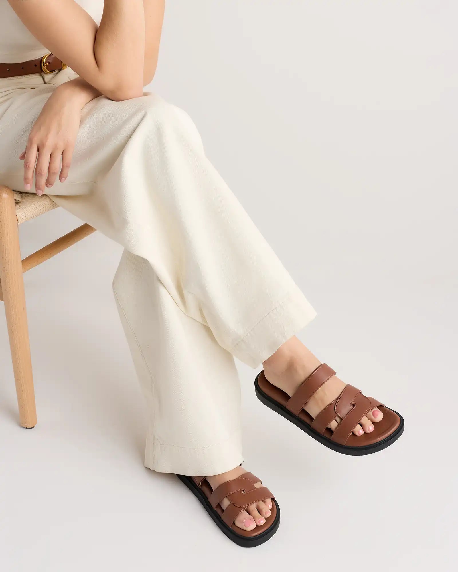 Italian Leather Sport Slide Sandal