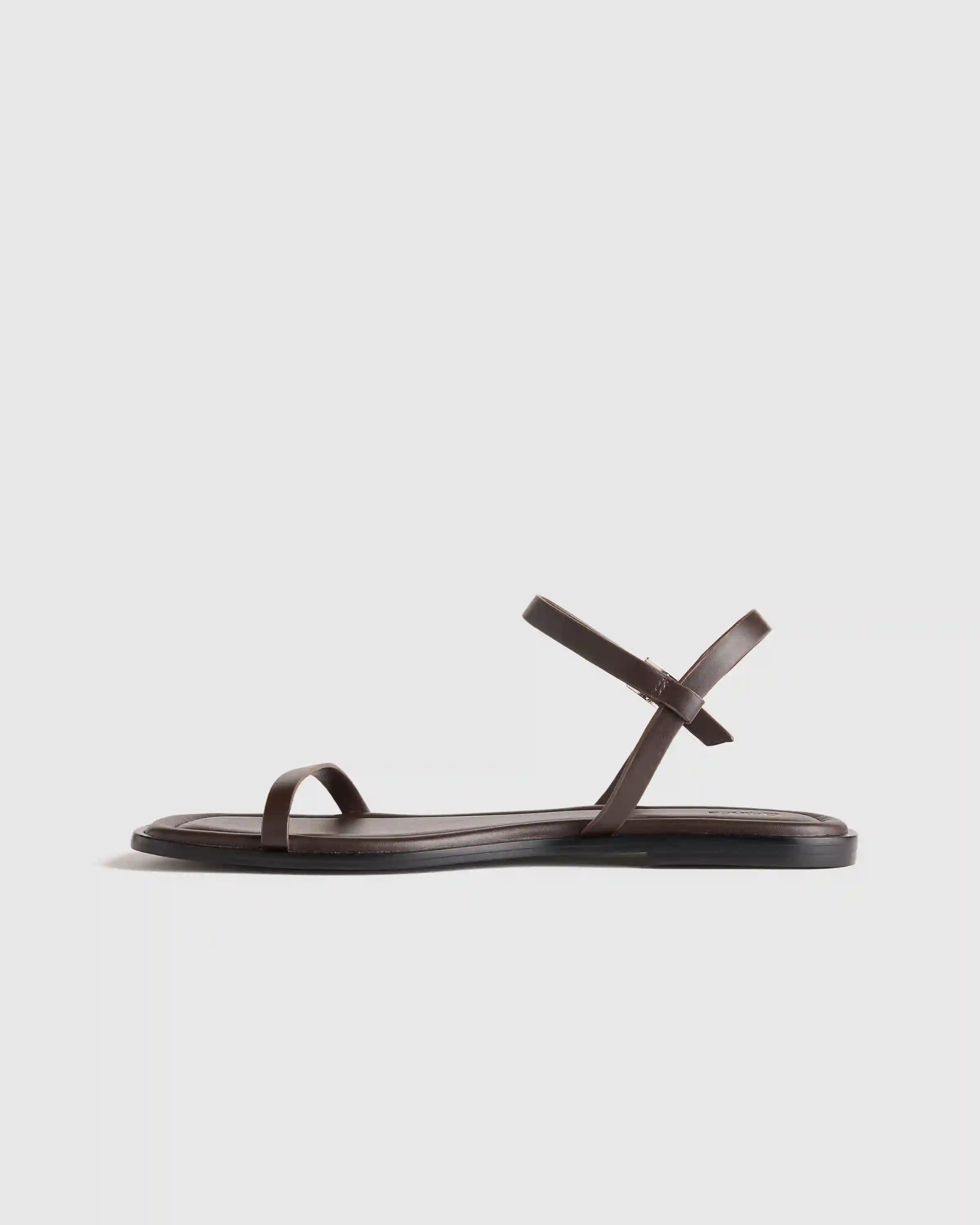 Italian Leather Ankle Strap Flat Sandal