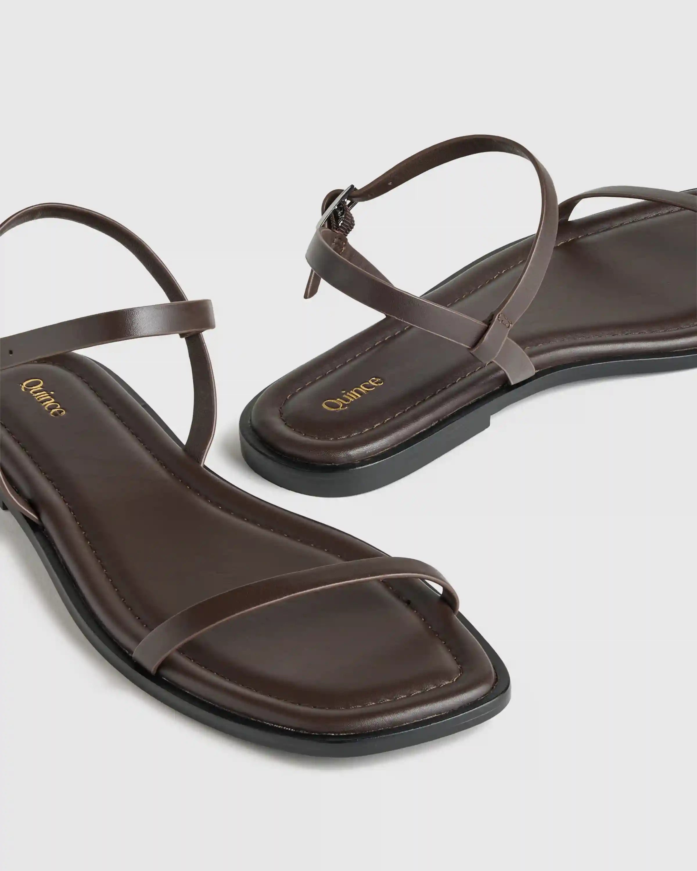 Italian Leather Ankle Strap Flat Sandal