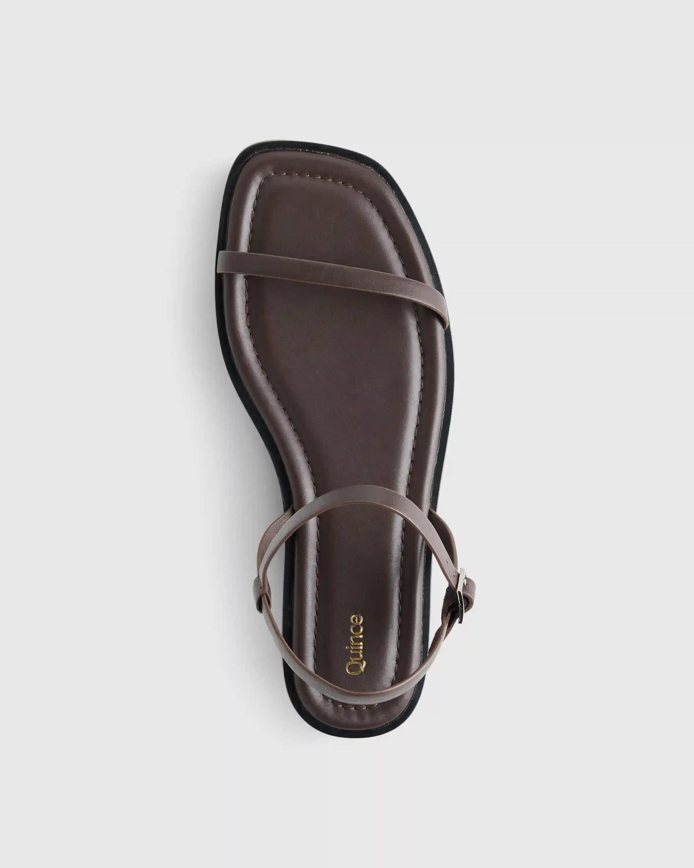 Italian Leather Ankle Strap Flat Sandal