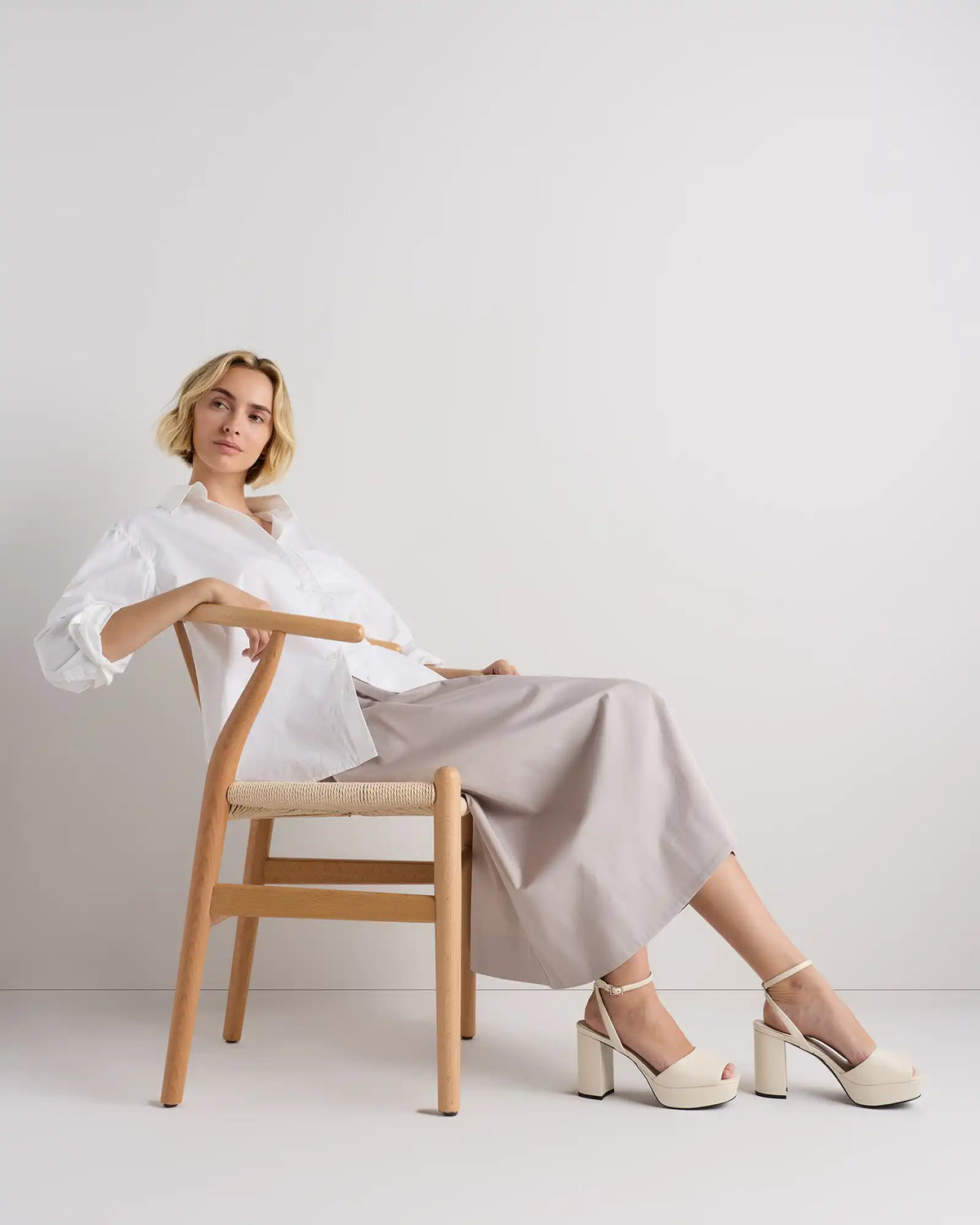 Italian Leather Platform 115mm Block Heel