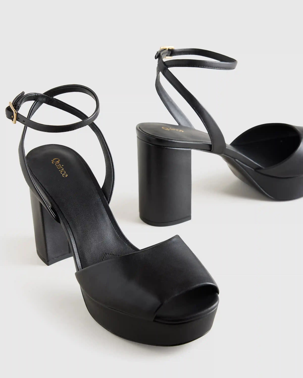Italian Leather Platform 115mm Block Heel