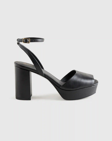 Italian Leather Platform 115mm Block Heel