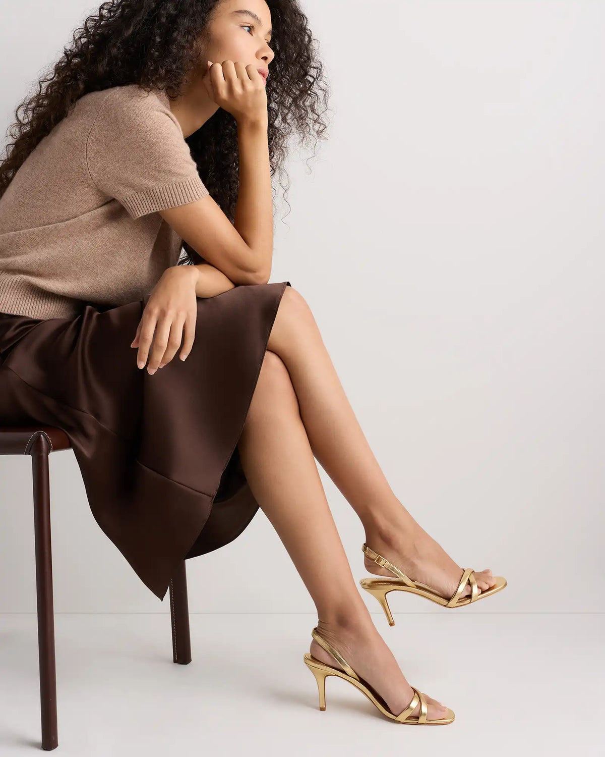 Italian Leather 75mm Slingback Heeled Sandal