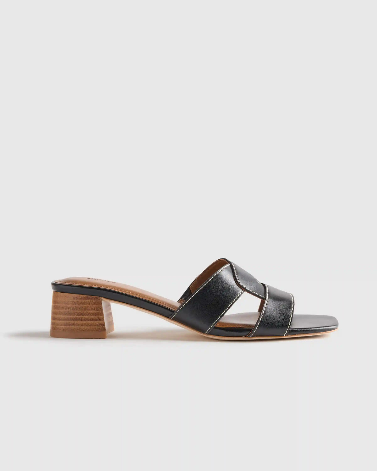 Italian Leather 35mm Wood Block Heel Mule