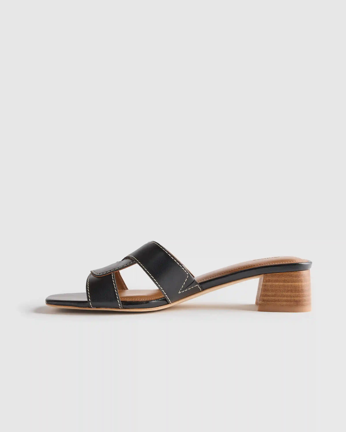 Italian Leather 35mm Wood Block Heel Mule
