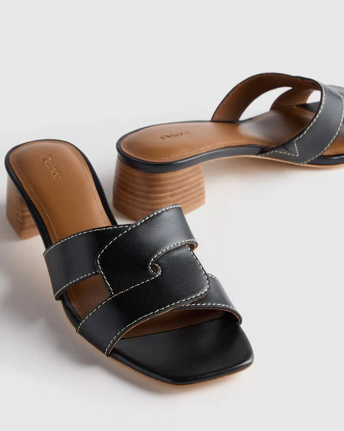 Italian Leather 35mm Wood Block Heel Mule