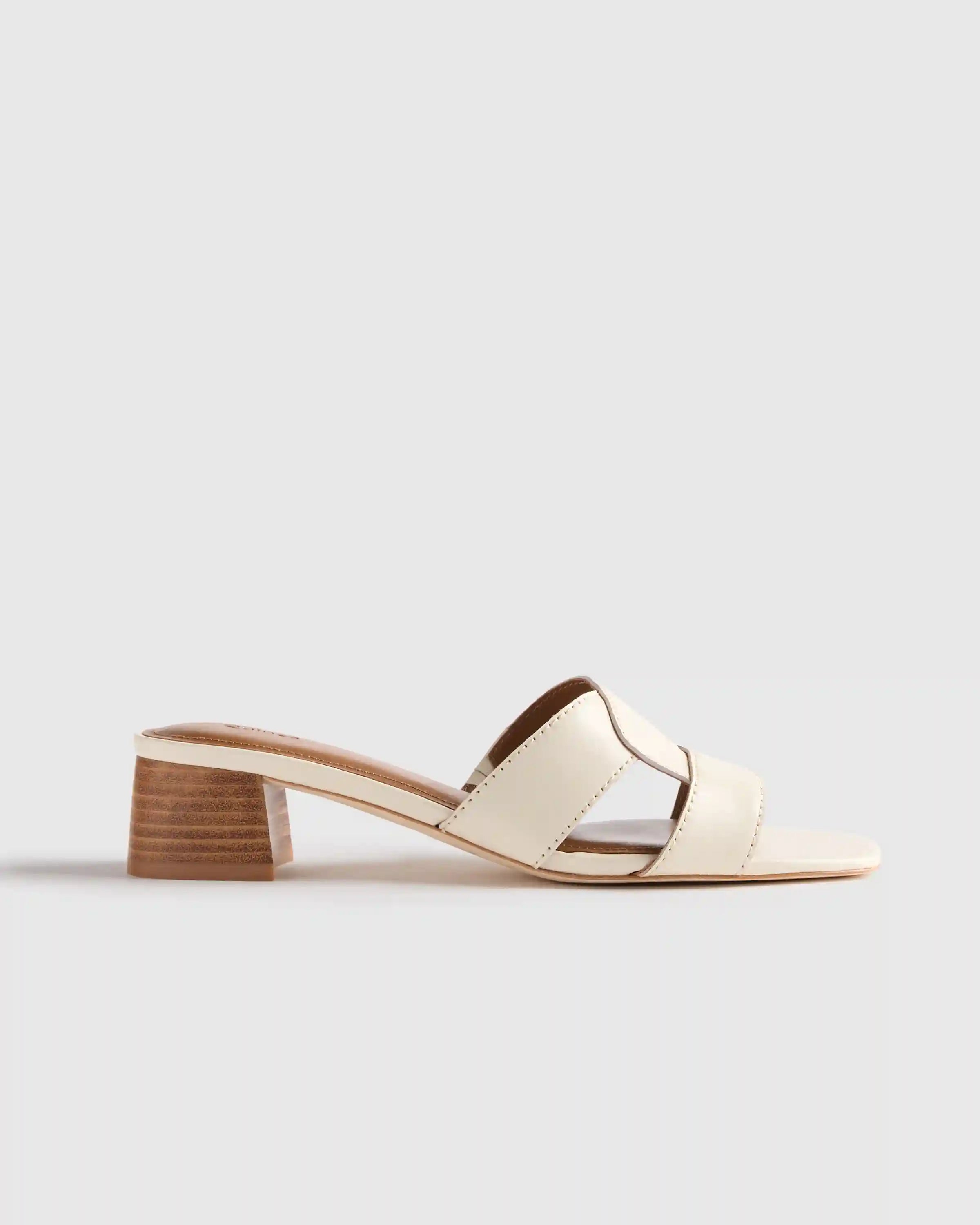 Italian Leather 35mm Wood Block Heel Mule