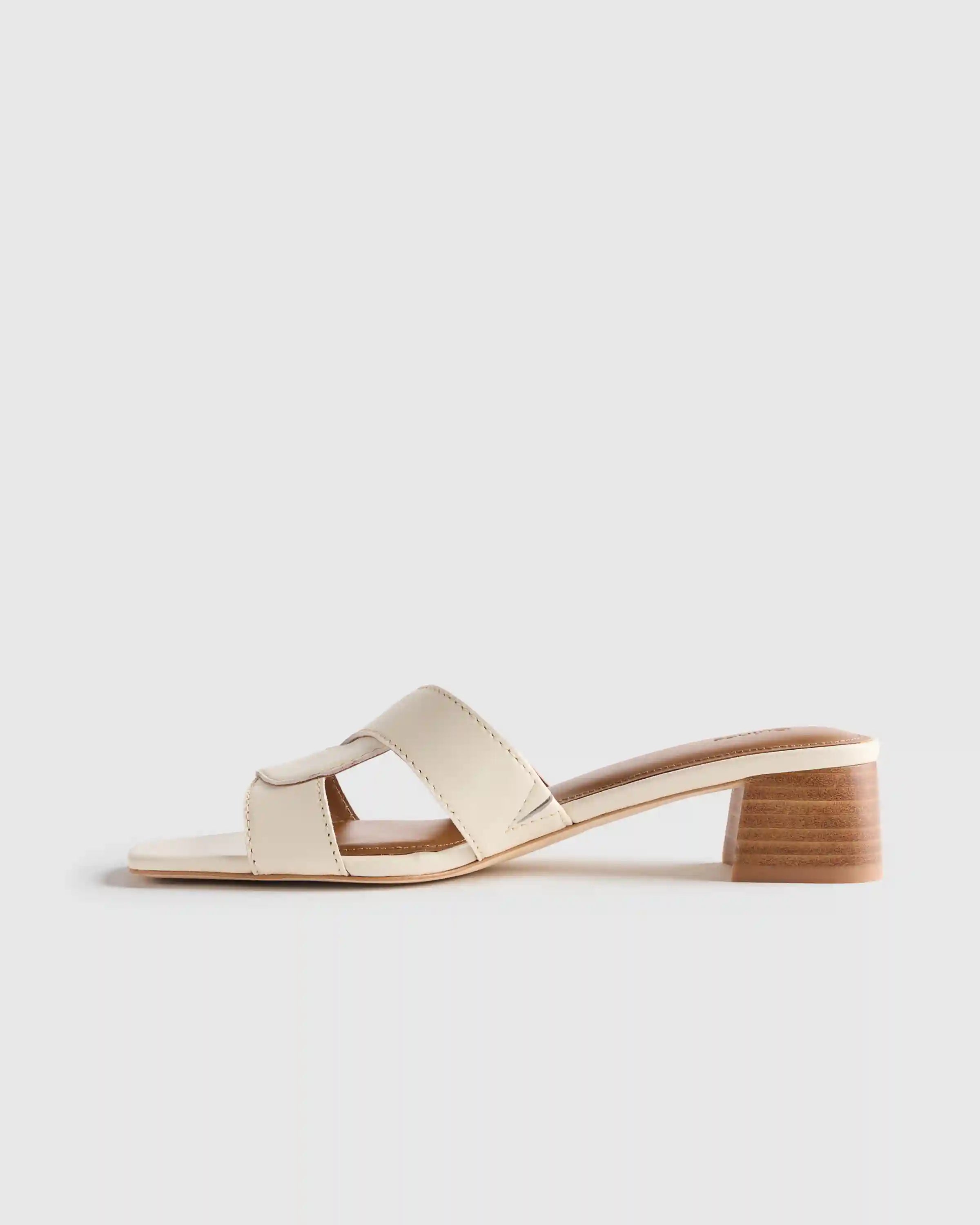 Italian Leather 35mm Wood Block Heel Mule