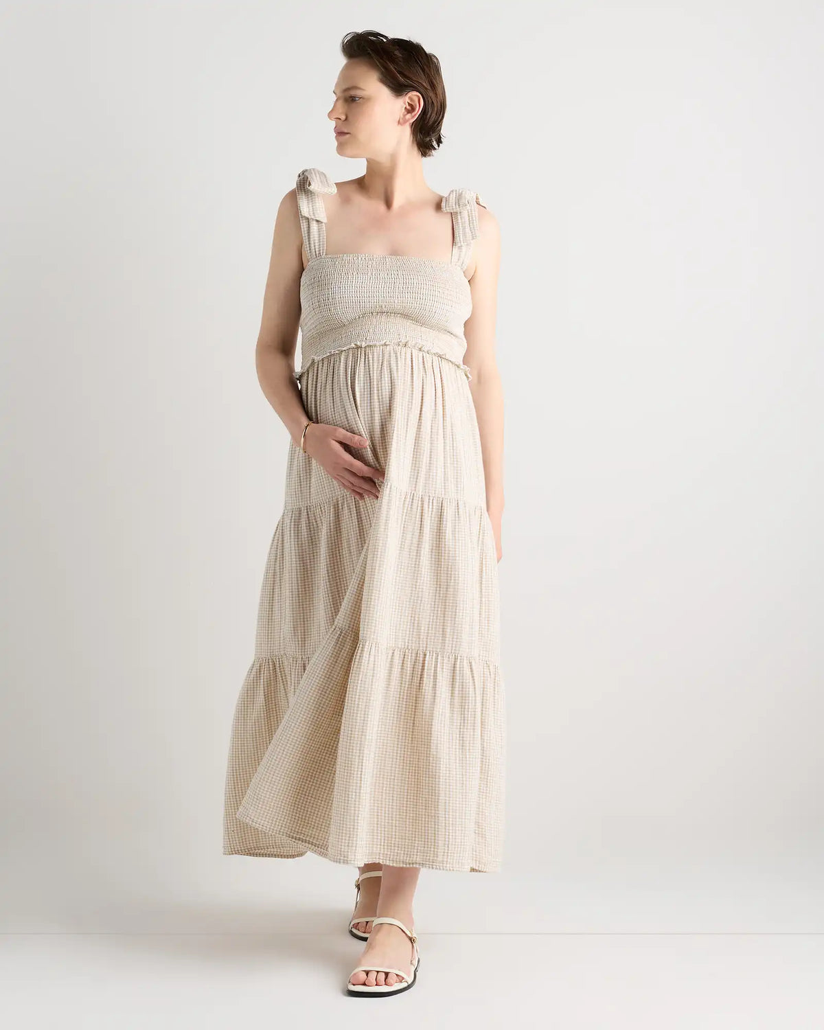 100% Organic Cotton Gauze Smocked Sleeveless Midi Dress