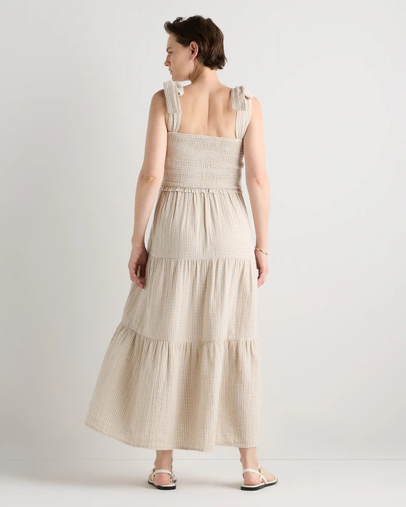 100% Organic Cotton Gauze Smocked Sleeveless Midi Dress