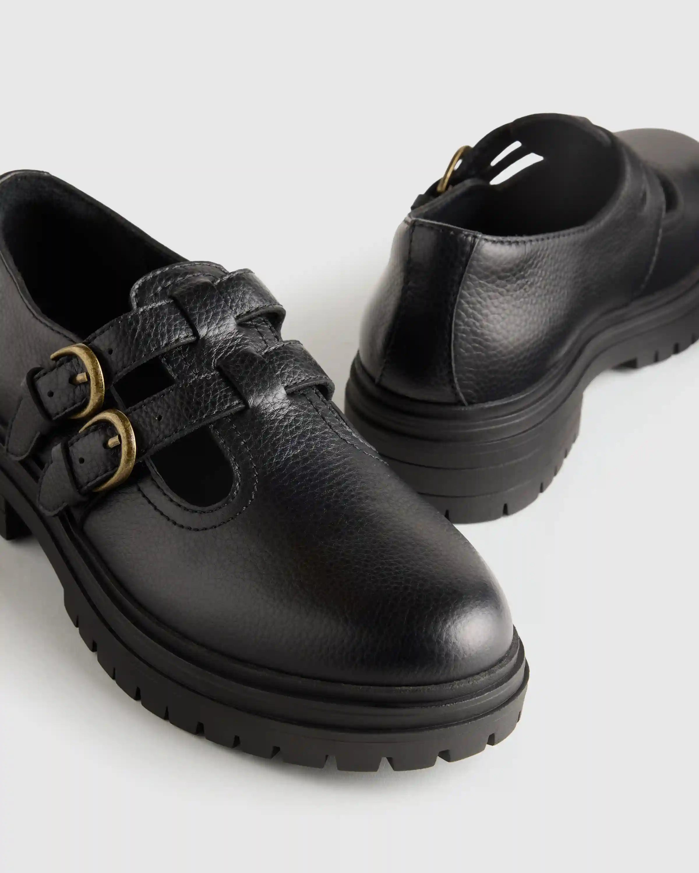 Italian Leather Lug Sole Mary Jane